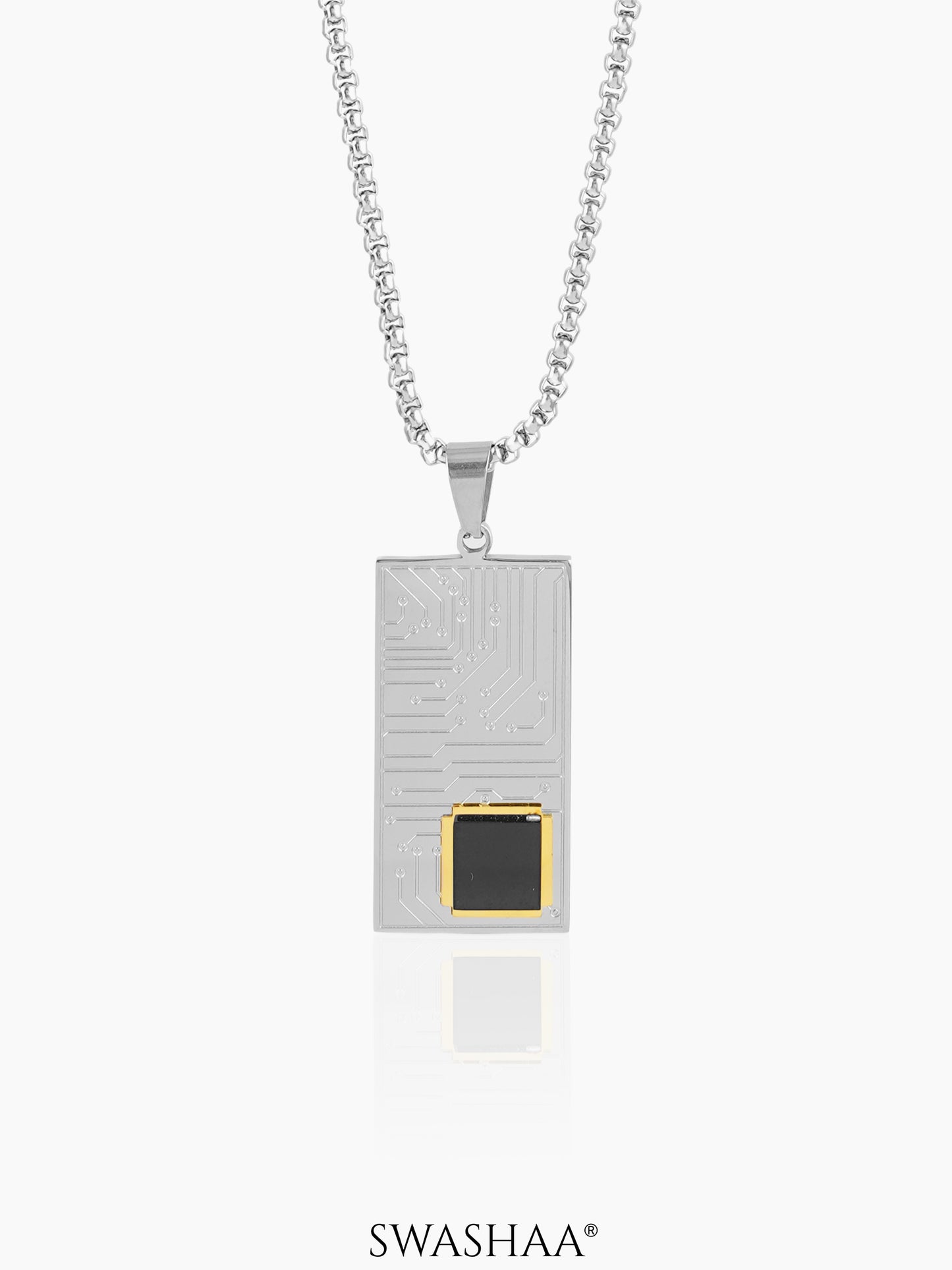 Mexa Rectangle Black Chip Men's Chain Pendant