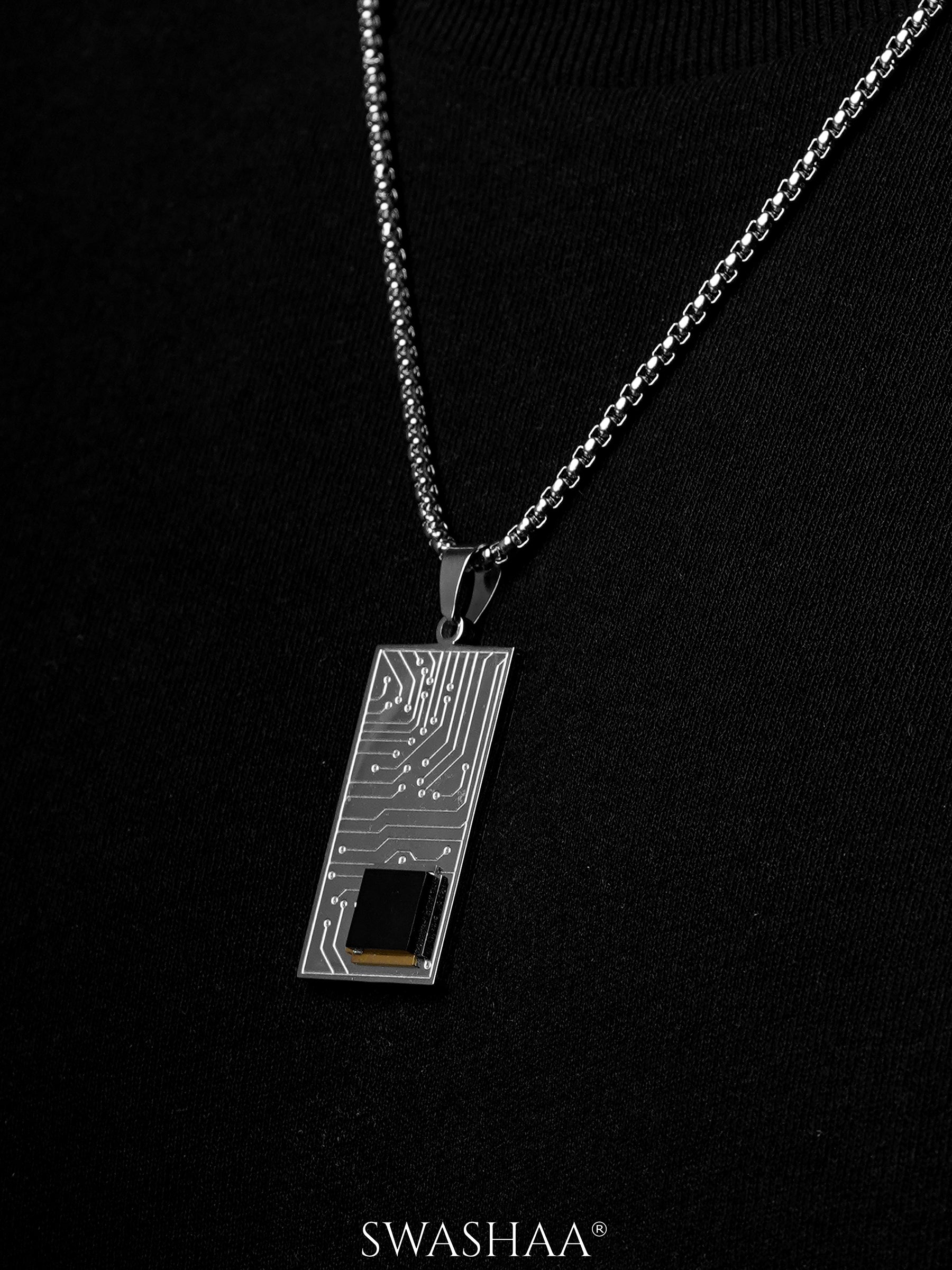 Mexa Rectangle Black Chip Men's Chain Pendant