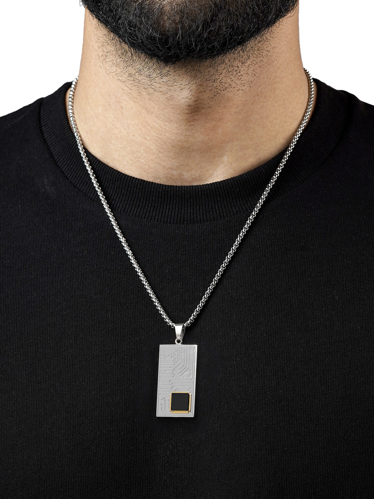 Mexa Rectangle Black Chip Men's Chain Pendant