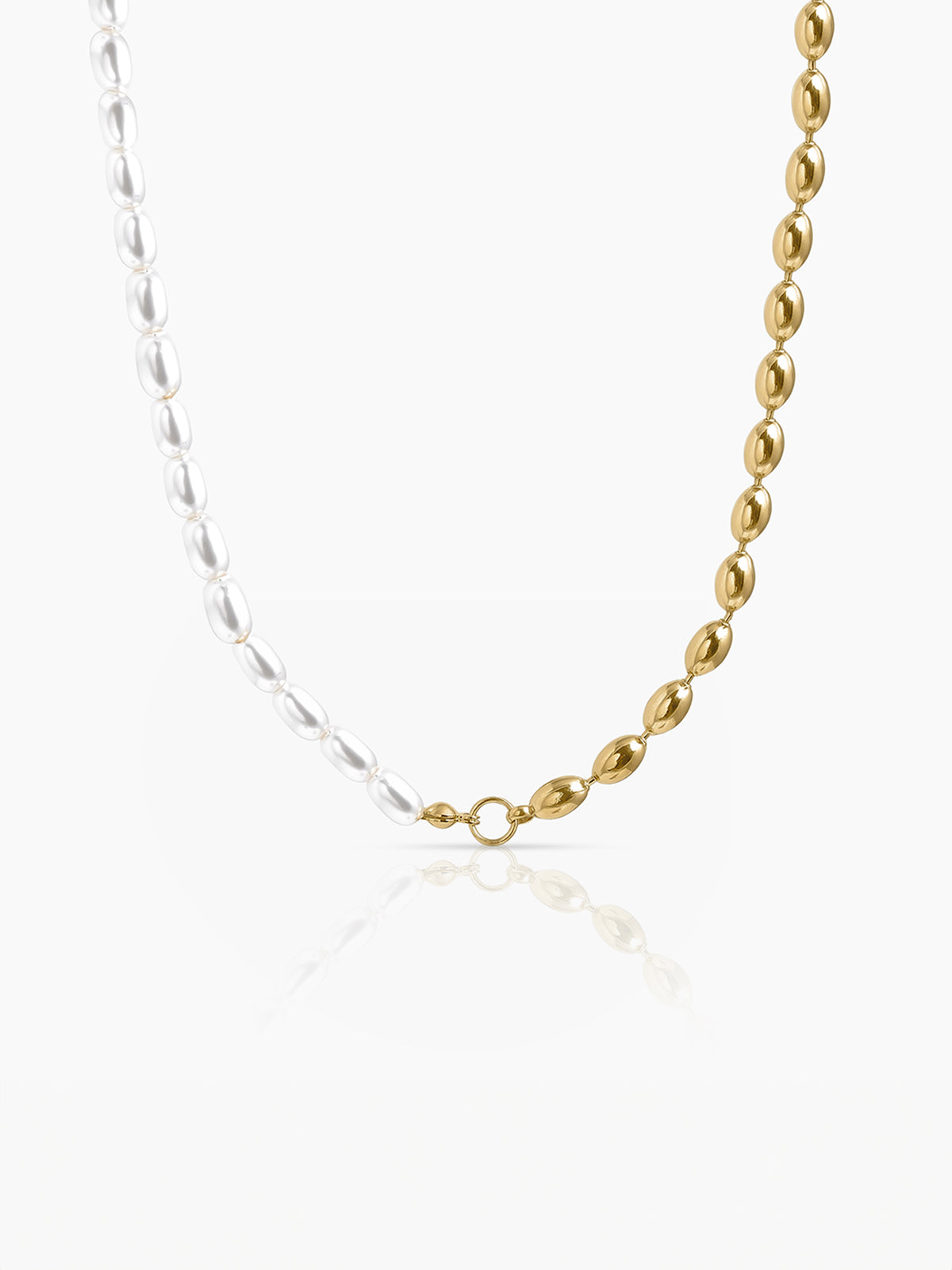 Milena White Pearl 18K Gold Plated Beaded Women's Chain Necklace