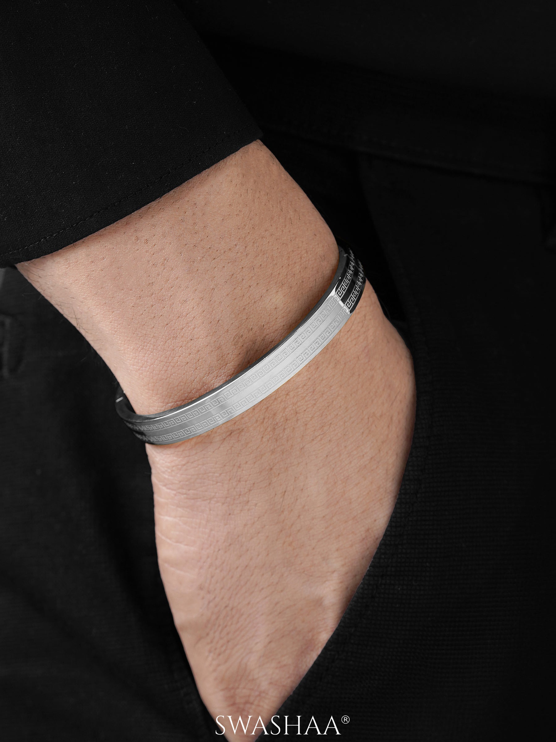 Miliano Engraved Silver Men's Kada