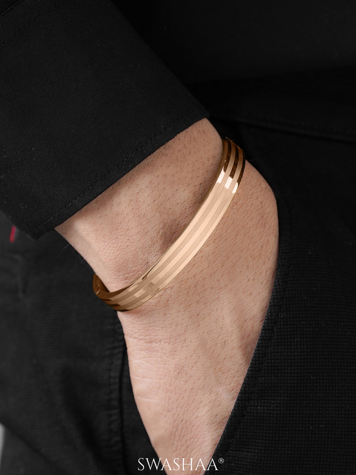Milo Dual Strip Rosegold Plated Men's Kada