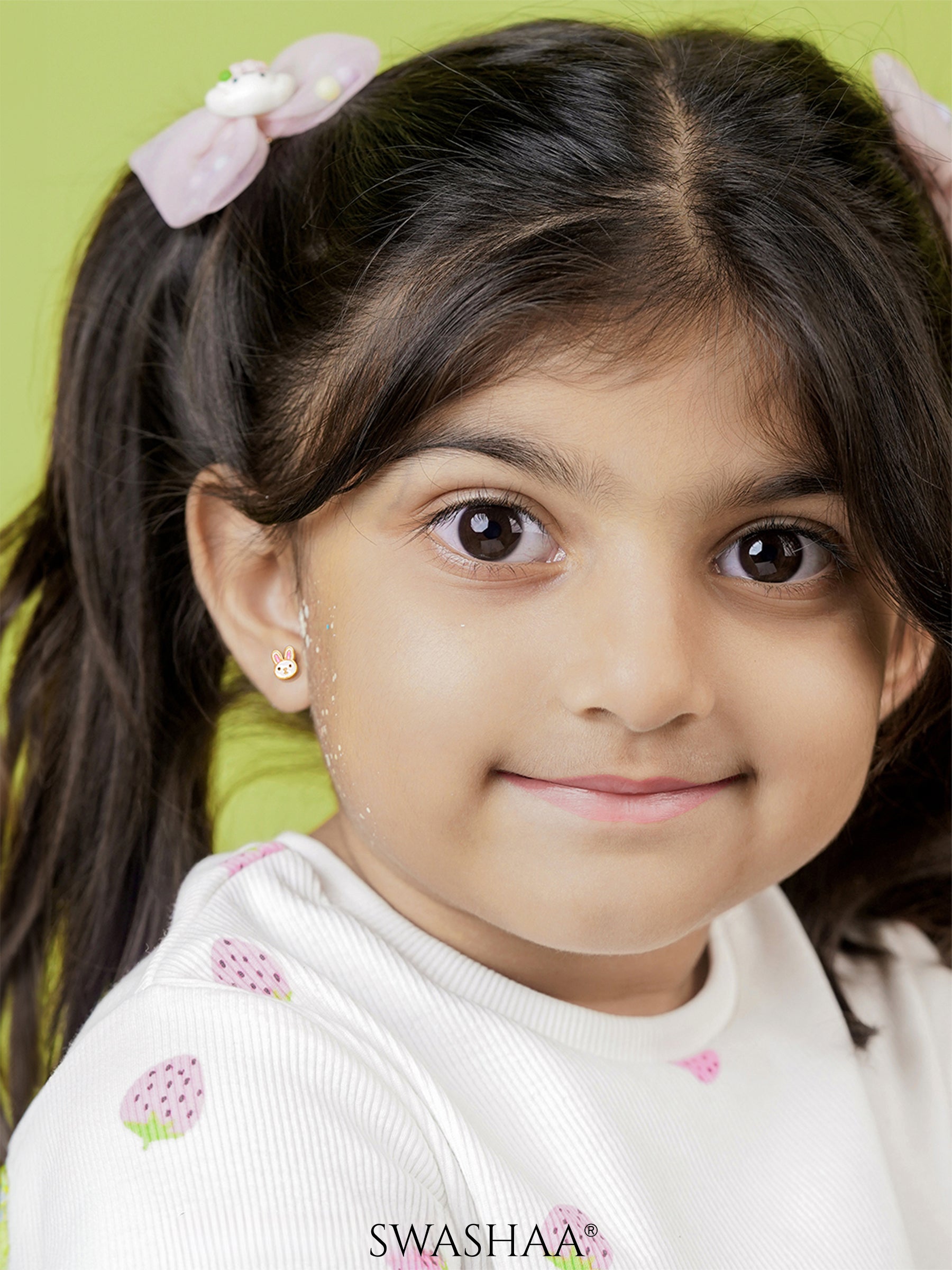 Mini Rabbit Face Charm 18K Gold Plated Kid's Stud Earrings