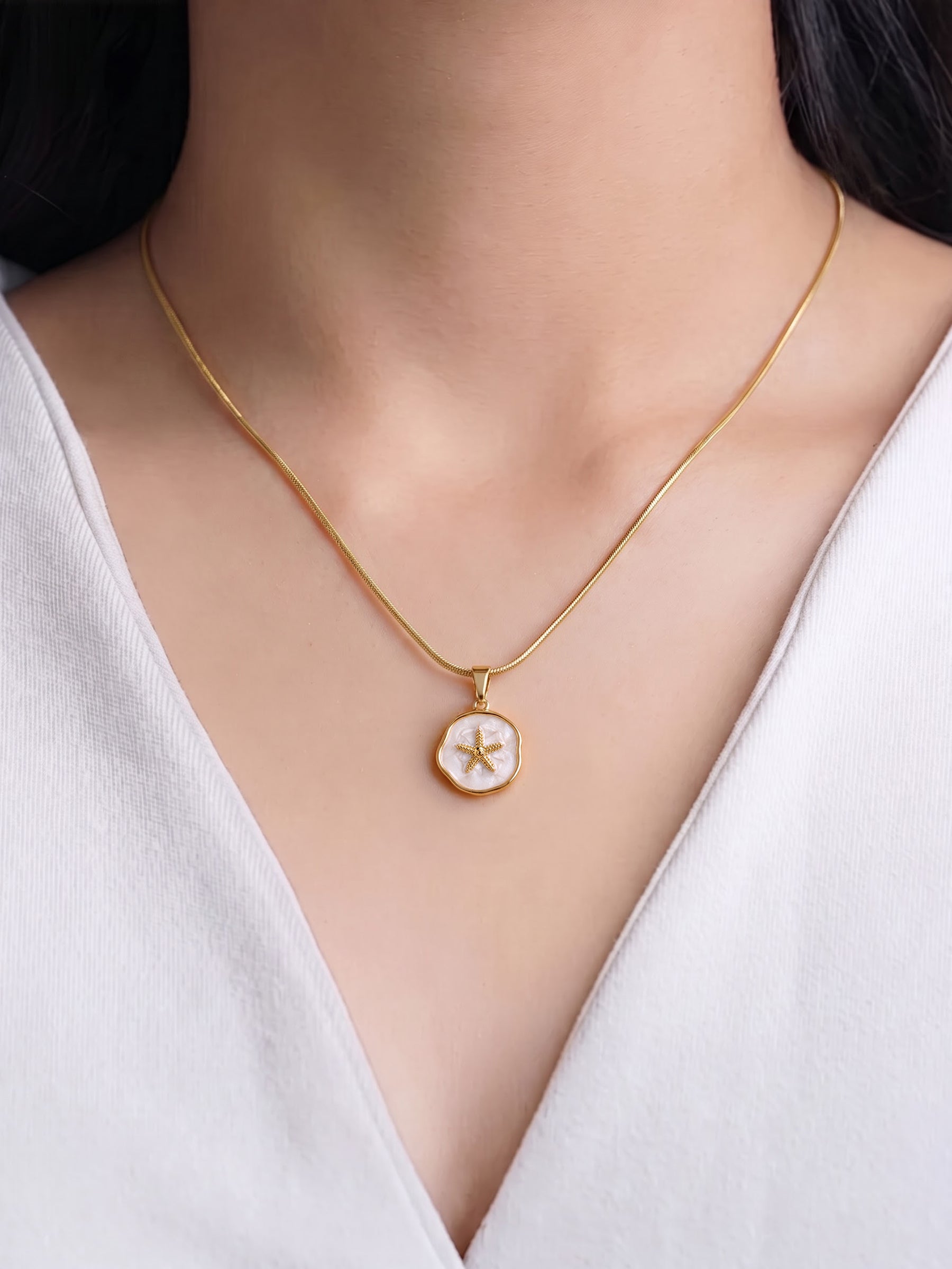 Moira Starfish 18K Gold Plated Women's Chain Pendant Necklace