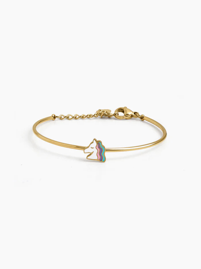 Momo Unicorn Charm 18K Gold Plated Kid's Cuff Kada Bracelet