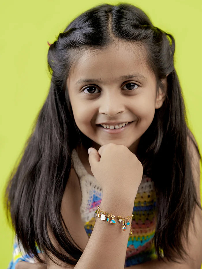 Monday Blues Charms 18K Gold Plated Kid's Loose Bracelet