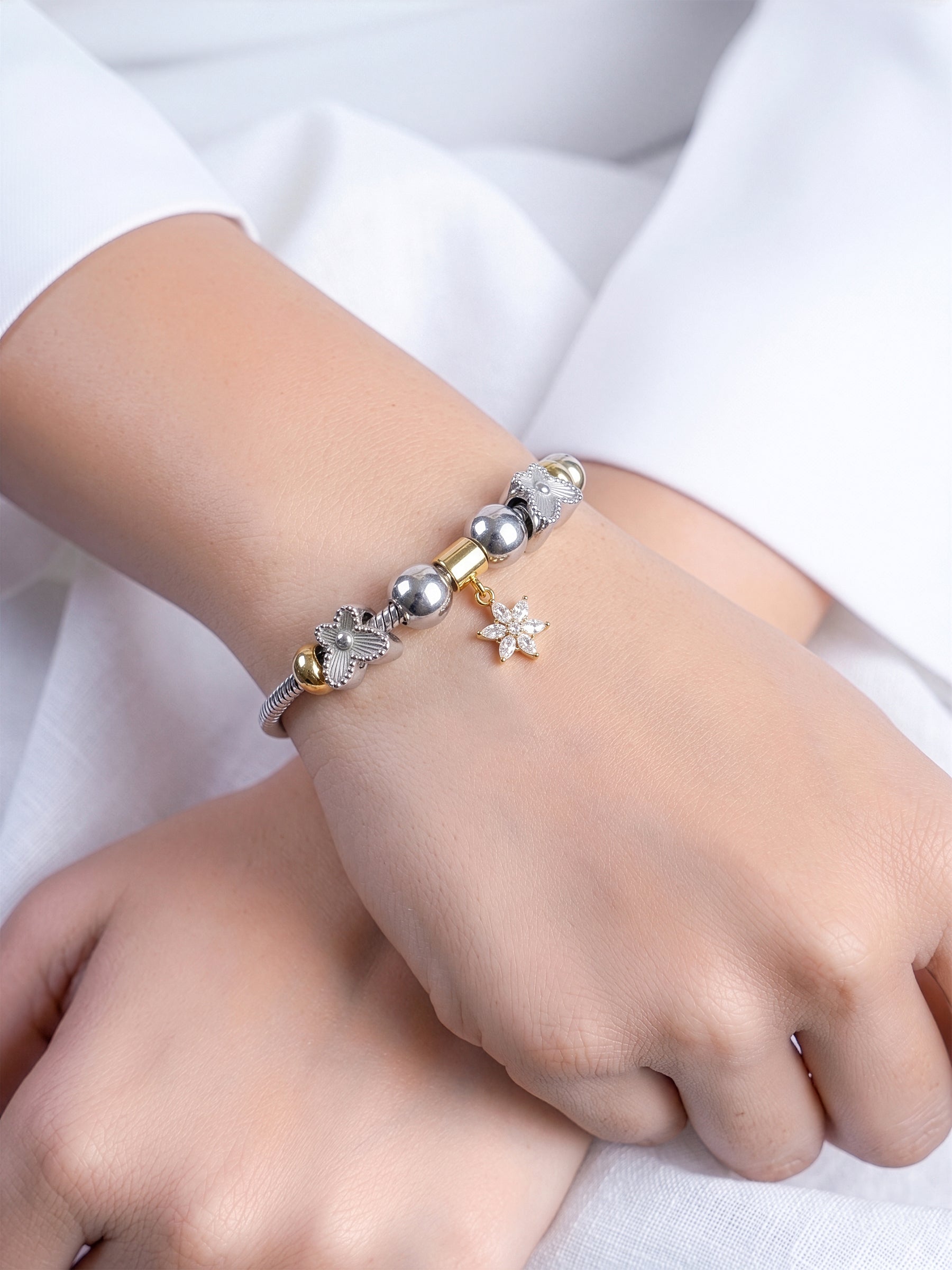 Monvera Charm Two-Tone Women's Bracelet - Swashaa