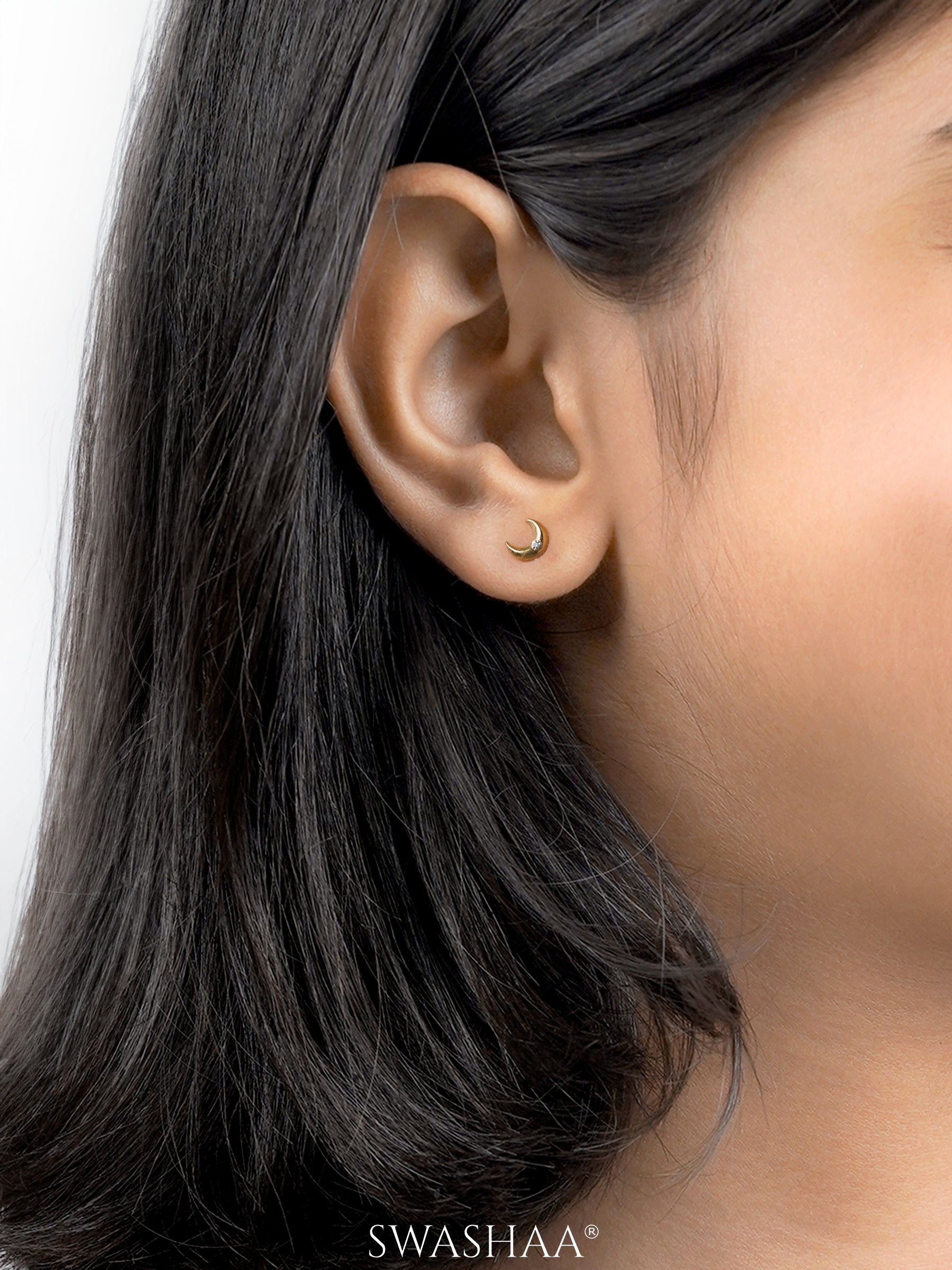 Moon Star Spark 18K Gold Plated Stud Earrings