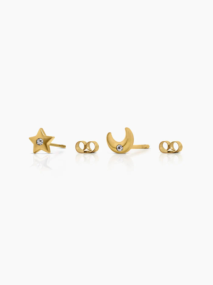 Moonstar Spark Charm 18K Gold Plated Kid's Stud Earrings