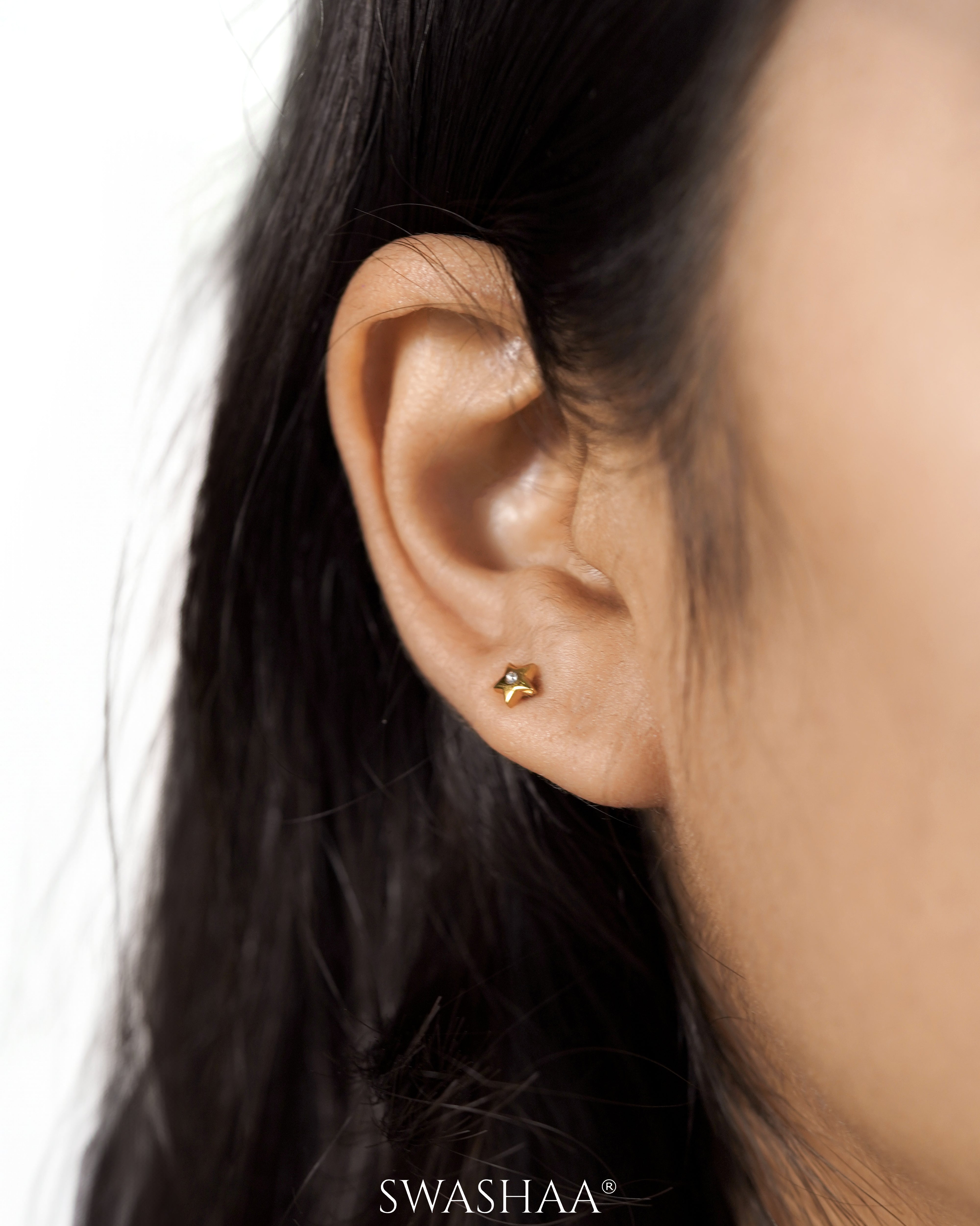 Moon Star Spark 18K Gold Plated Stud Earrings