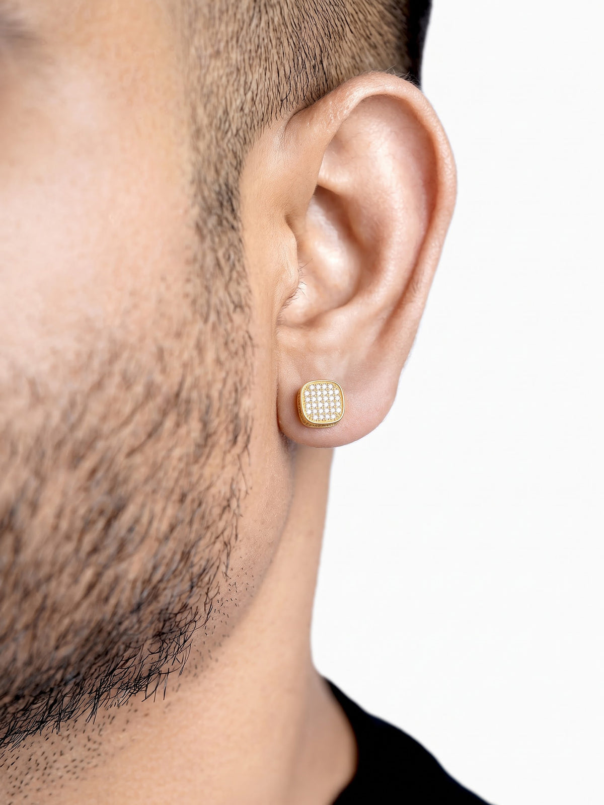 Morish Solitaire Diamond 18K Gold Plated Men's Stud Earrings