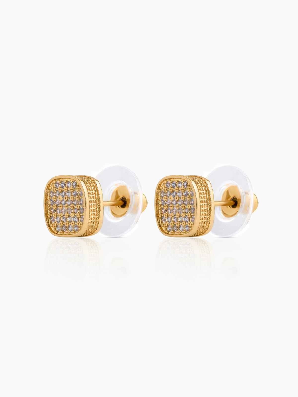 Morish Solitaire Diamond 18K Gold Plated Men's Stud Earrings