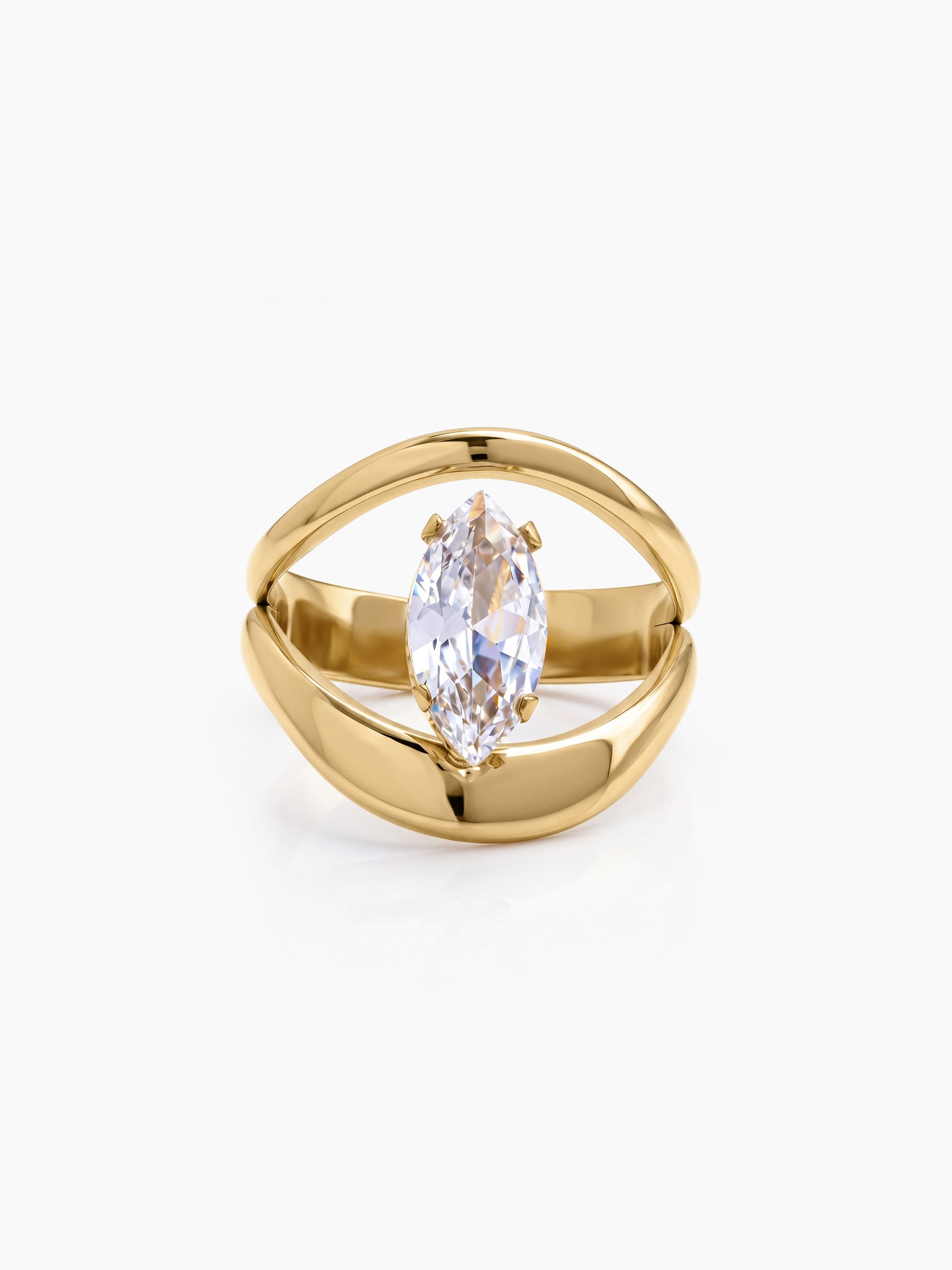 Nadira Solitaire Diamond 18K Gold Plated Women's Ring