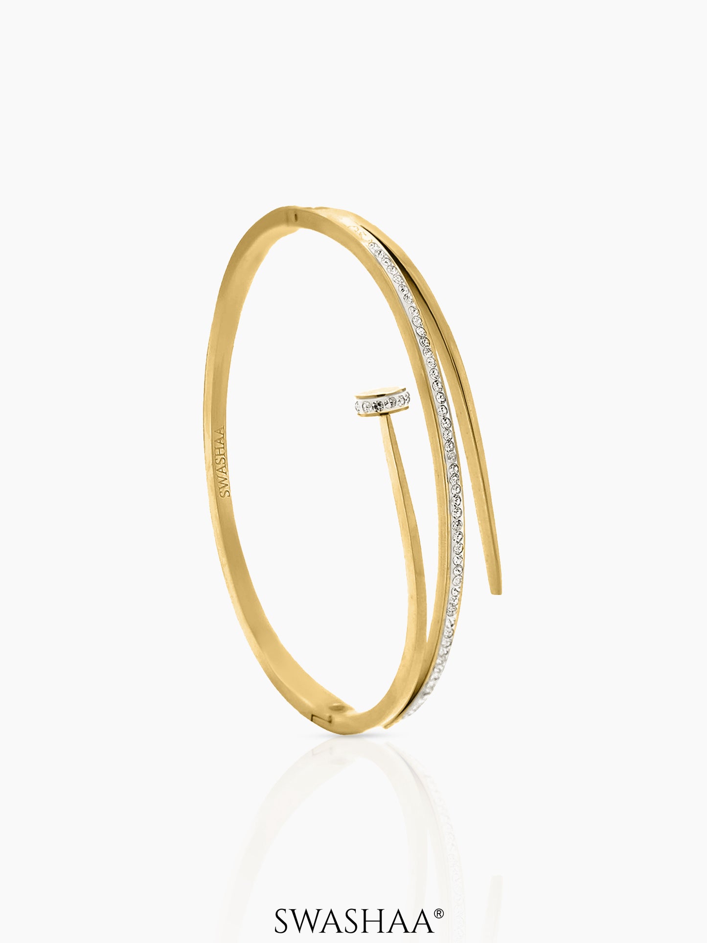 Nail Diamond CZ 18K Gold Plated Studded Bracelet