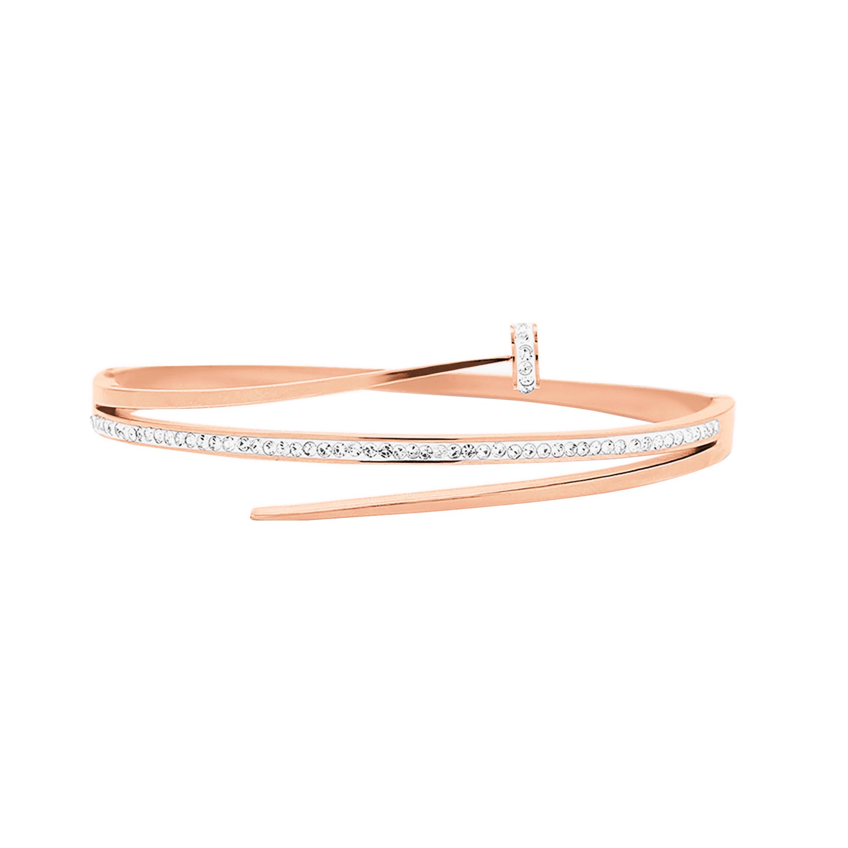 Nail Diamond CZ Rosegold Plated Studded Bracelet
