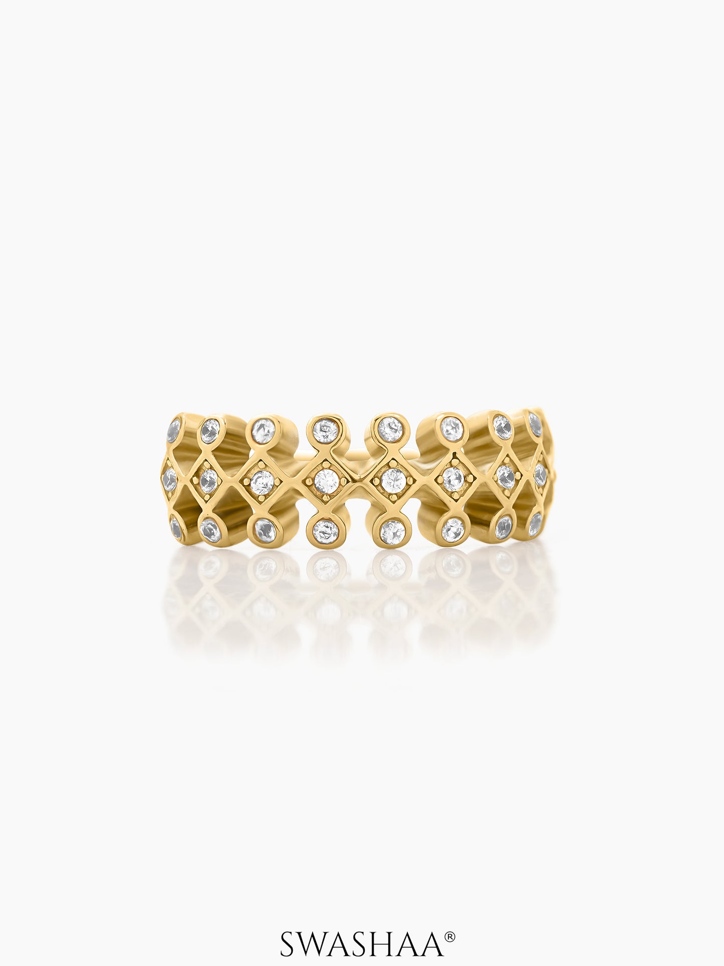 Naima Lattice Diamond 18K Gold Plated Ring