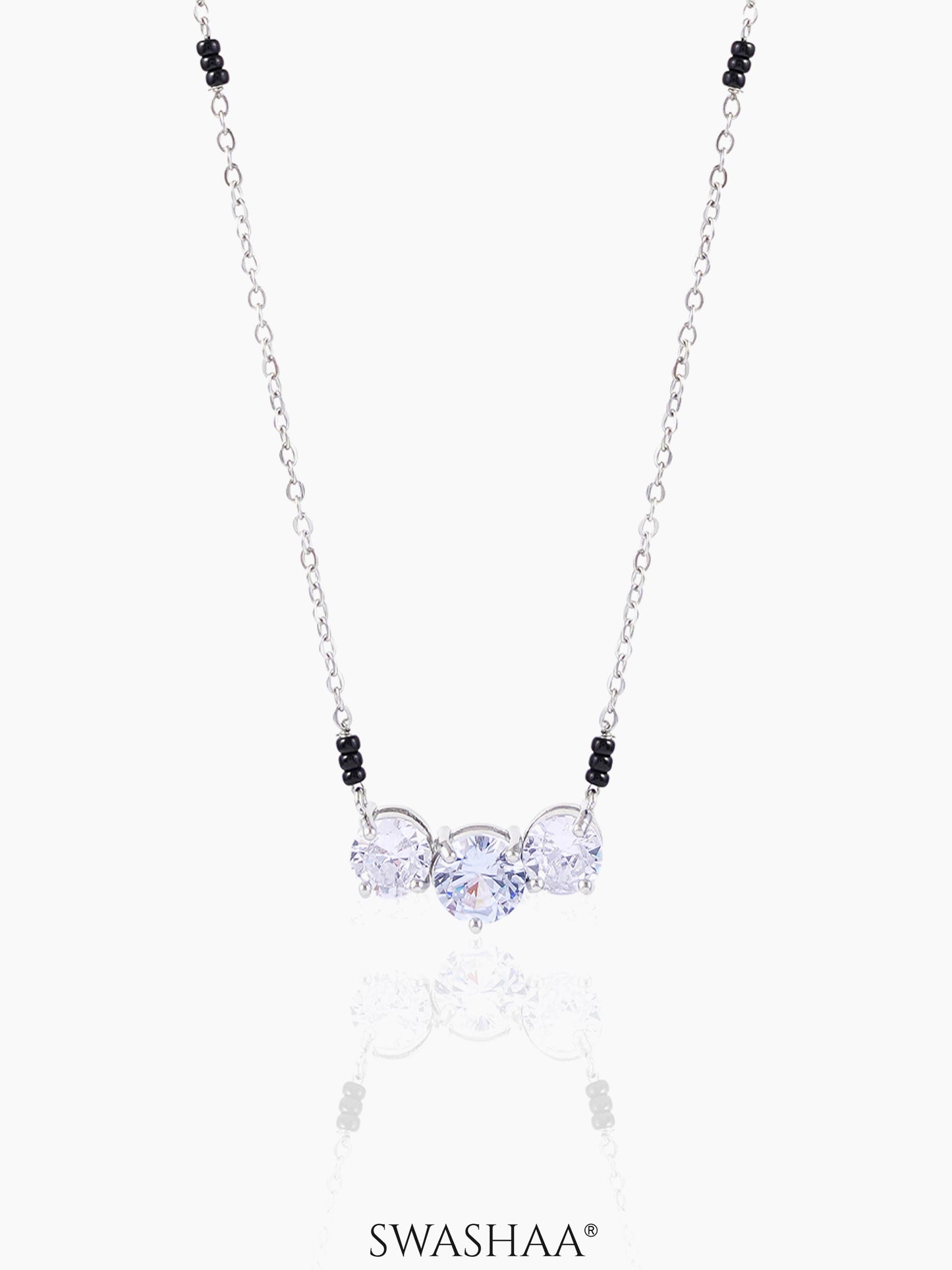 Naksha Solitaire Silver Mangalsutra