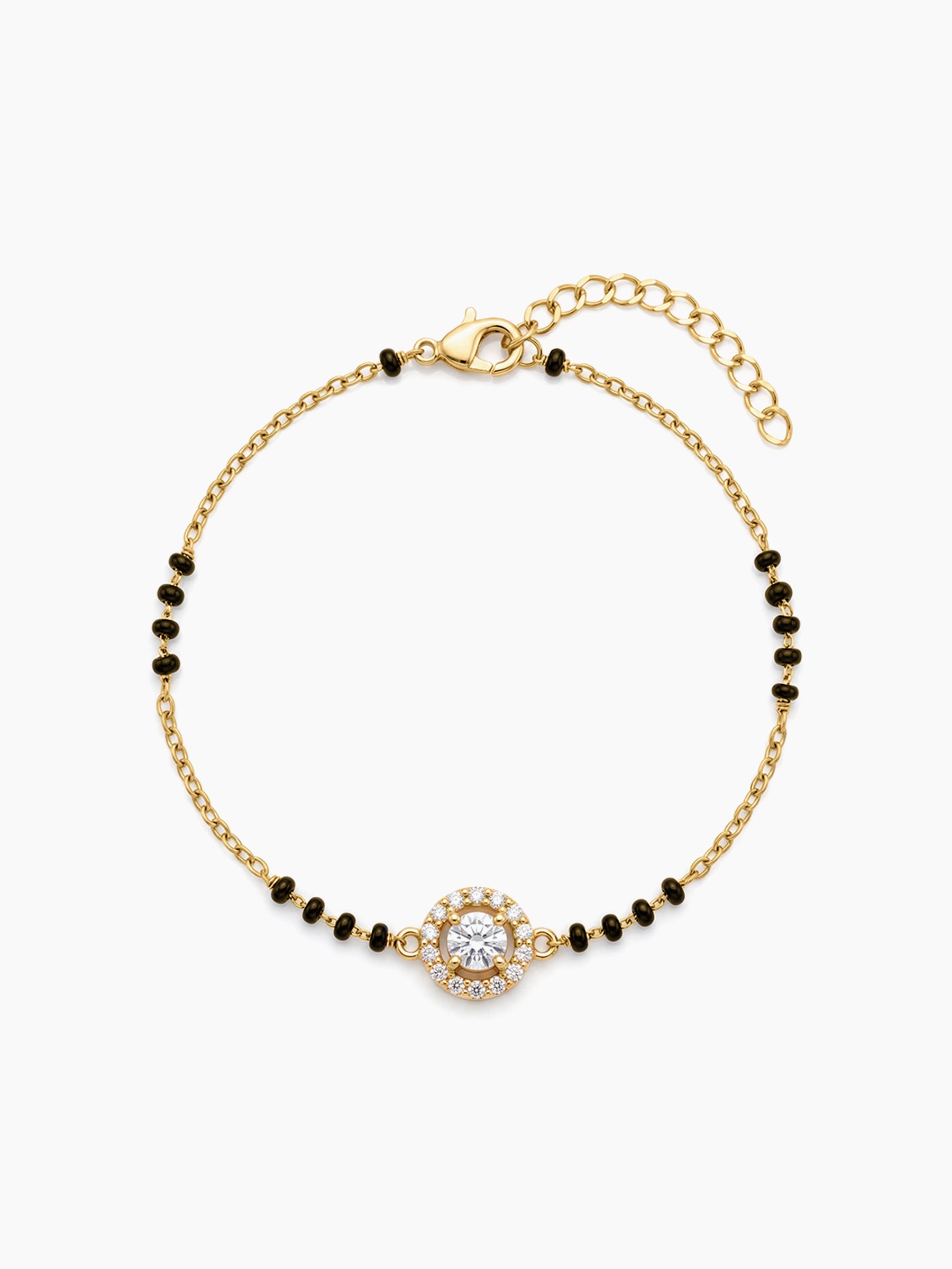 Nandita Halo Diamond Solitaire 18K Gold Plated Women's Mangalsutra Bracelets