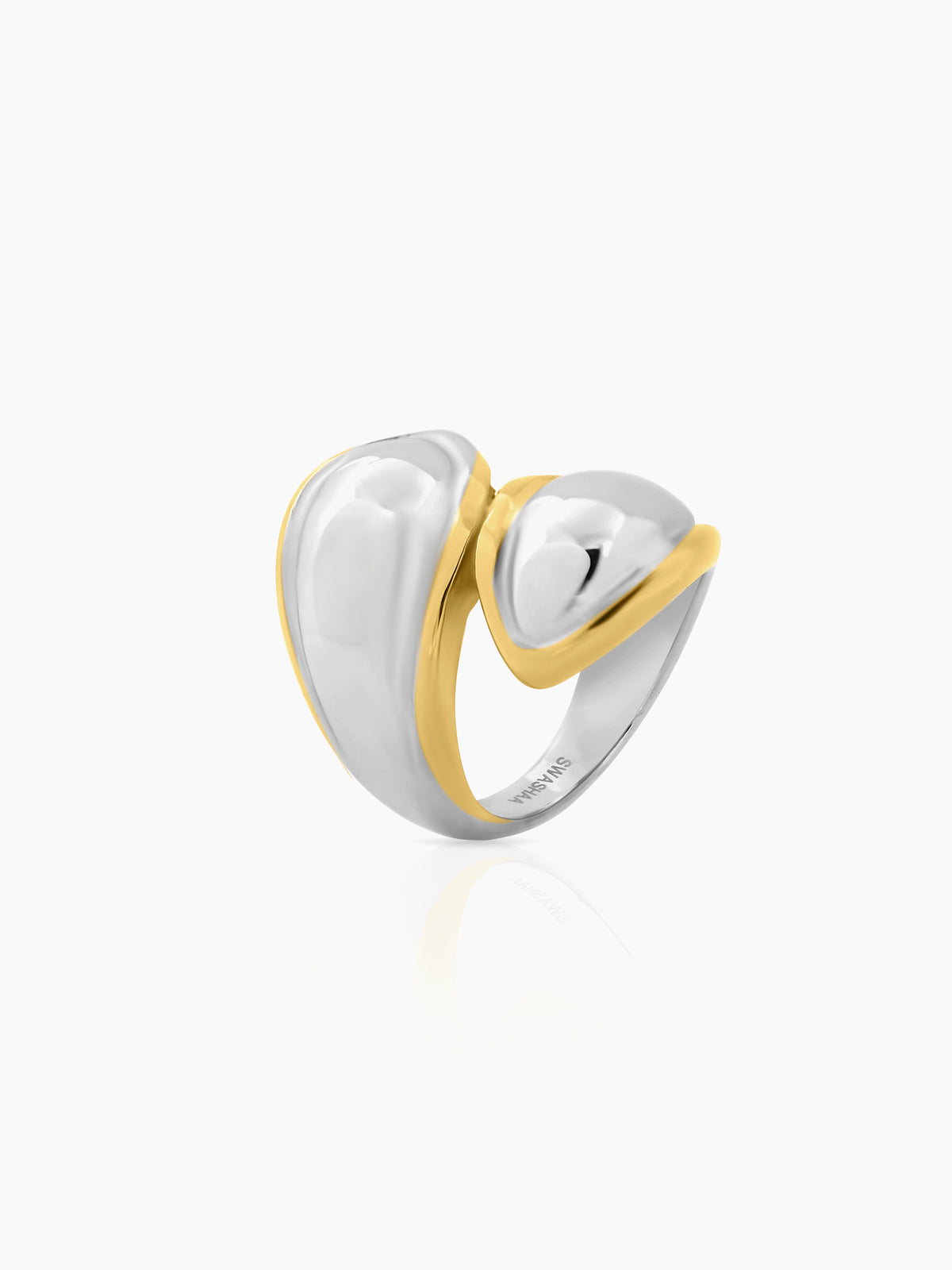 Naori Swirl Dual Tone Silver 18K Gold Plated Ring