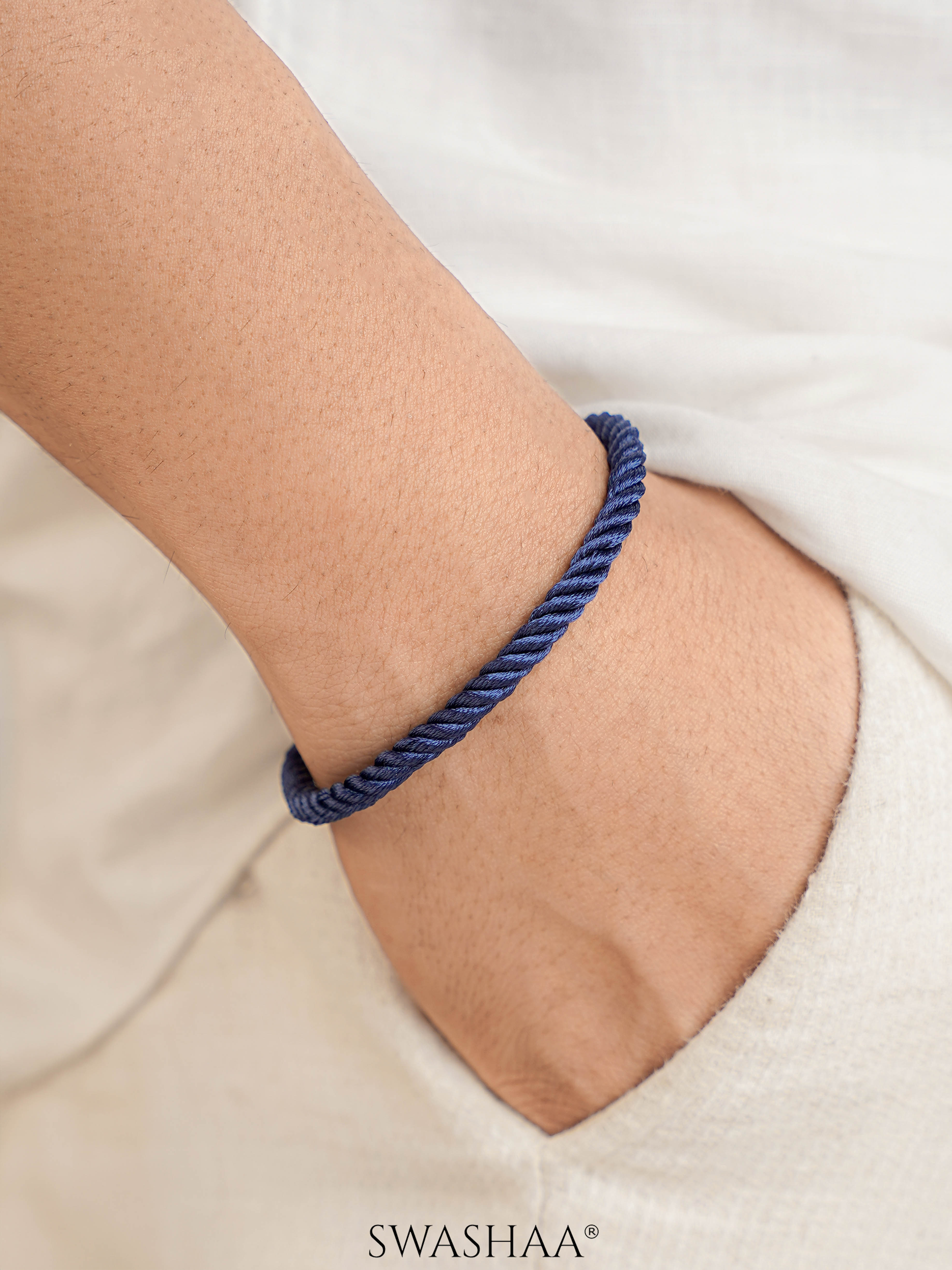 Navy Twisted Men's Rope Bracelet