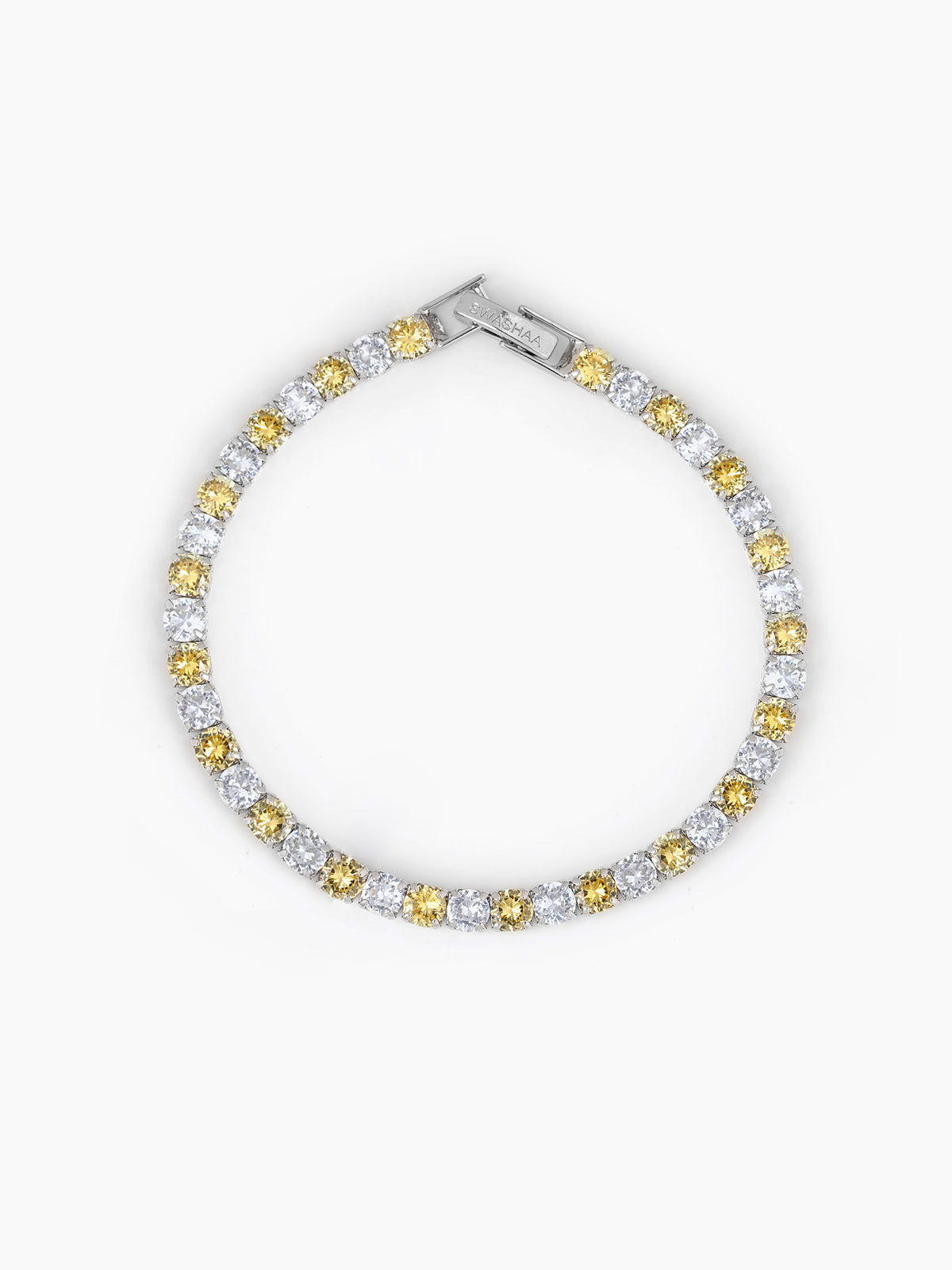 Nayelle Yellow White Silver Diamond Women's Tennis Loose Bracelet