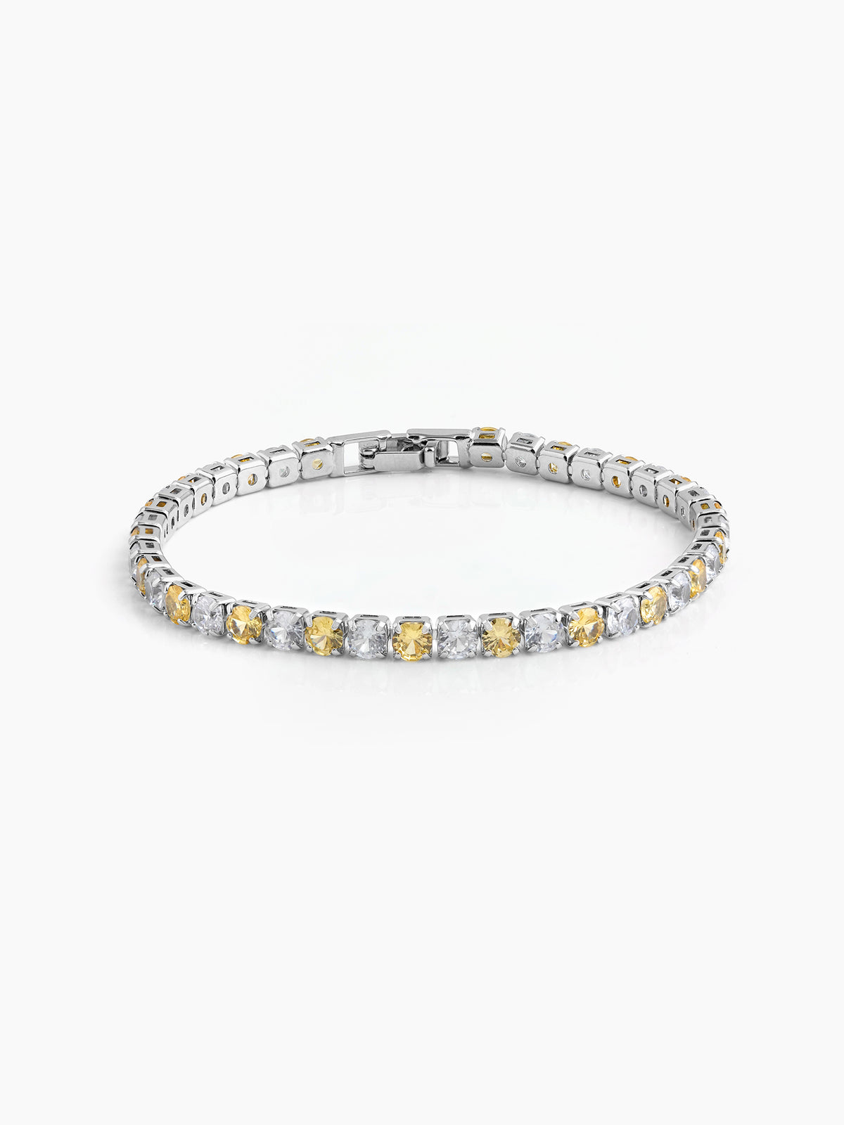 Nayelle Yellow White Silver Diamond Women's Tennis Loose Bracelet