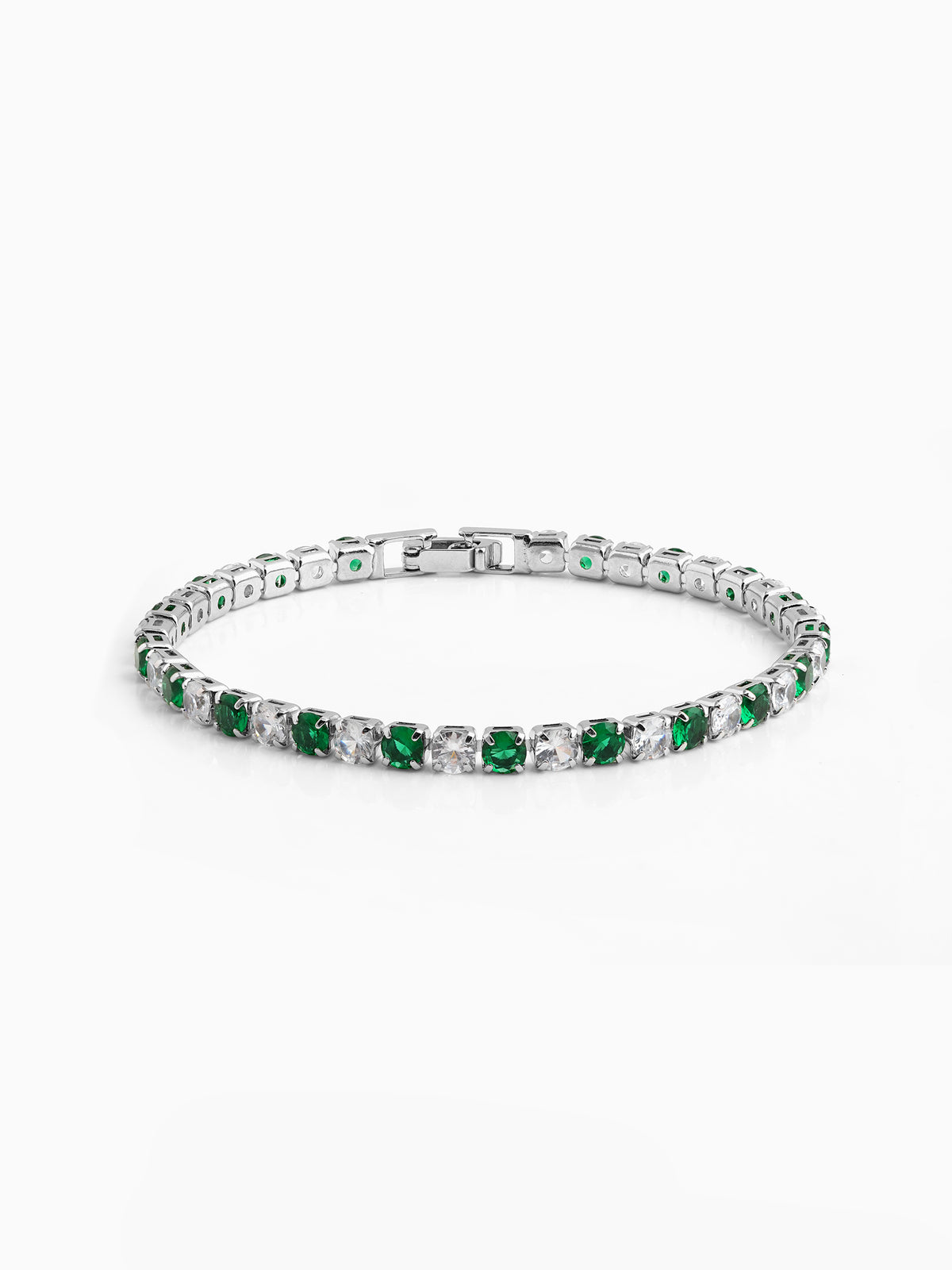 Nayelle Green White Silver Diamond Women's Tennis Loose Bracelet