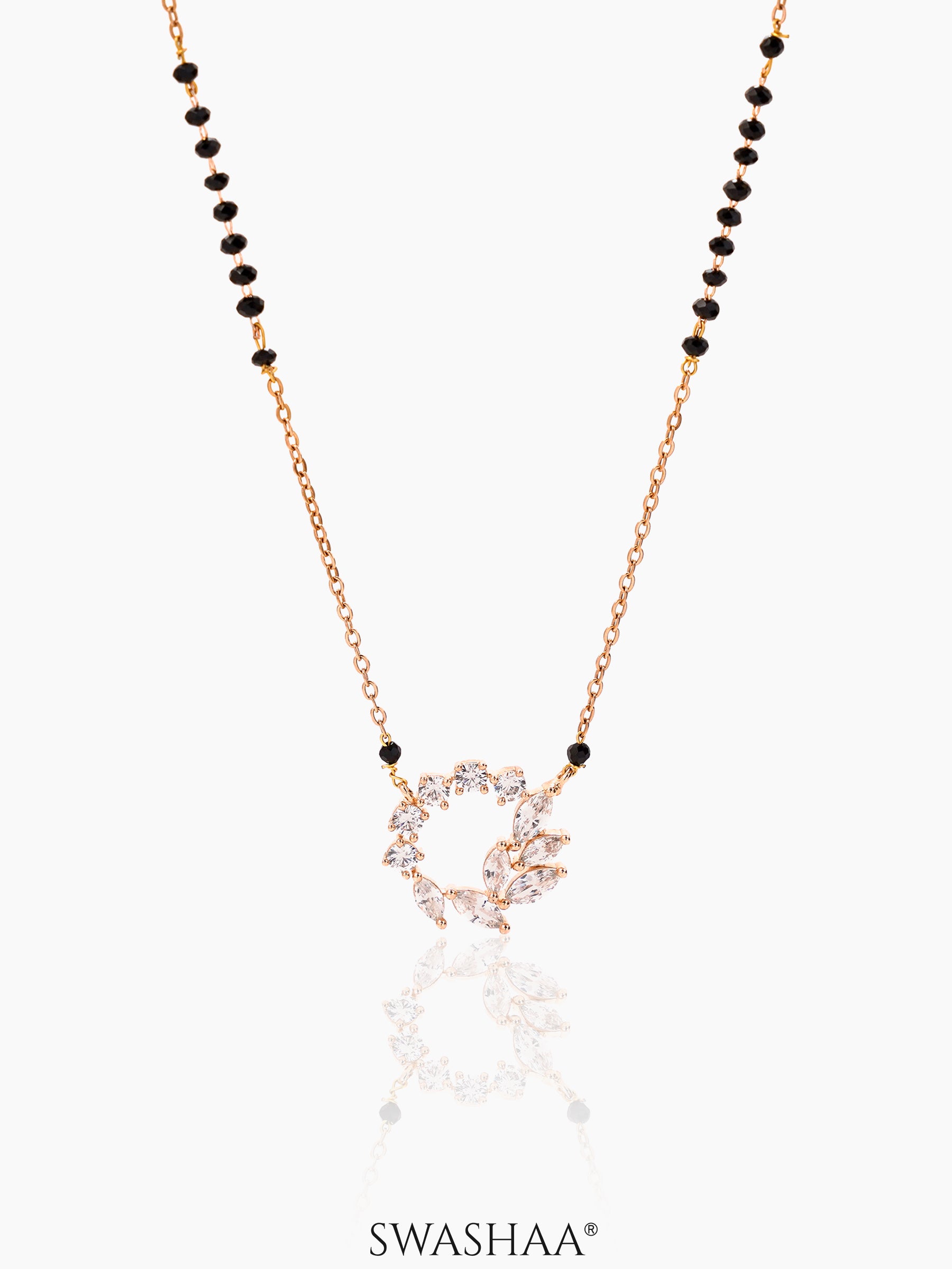 Neer Sparkling White Diamond Rosegold Plated Mangalsutra