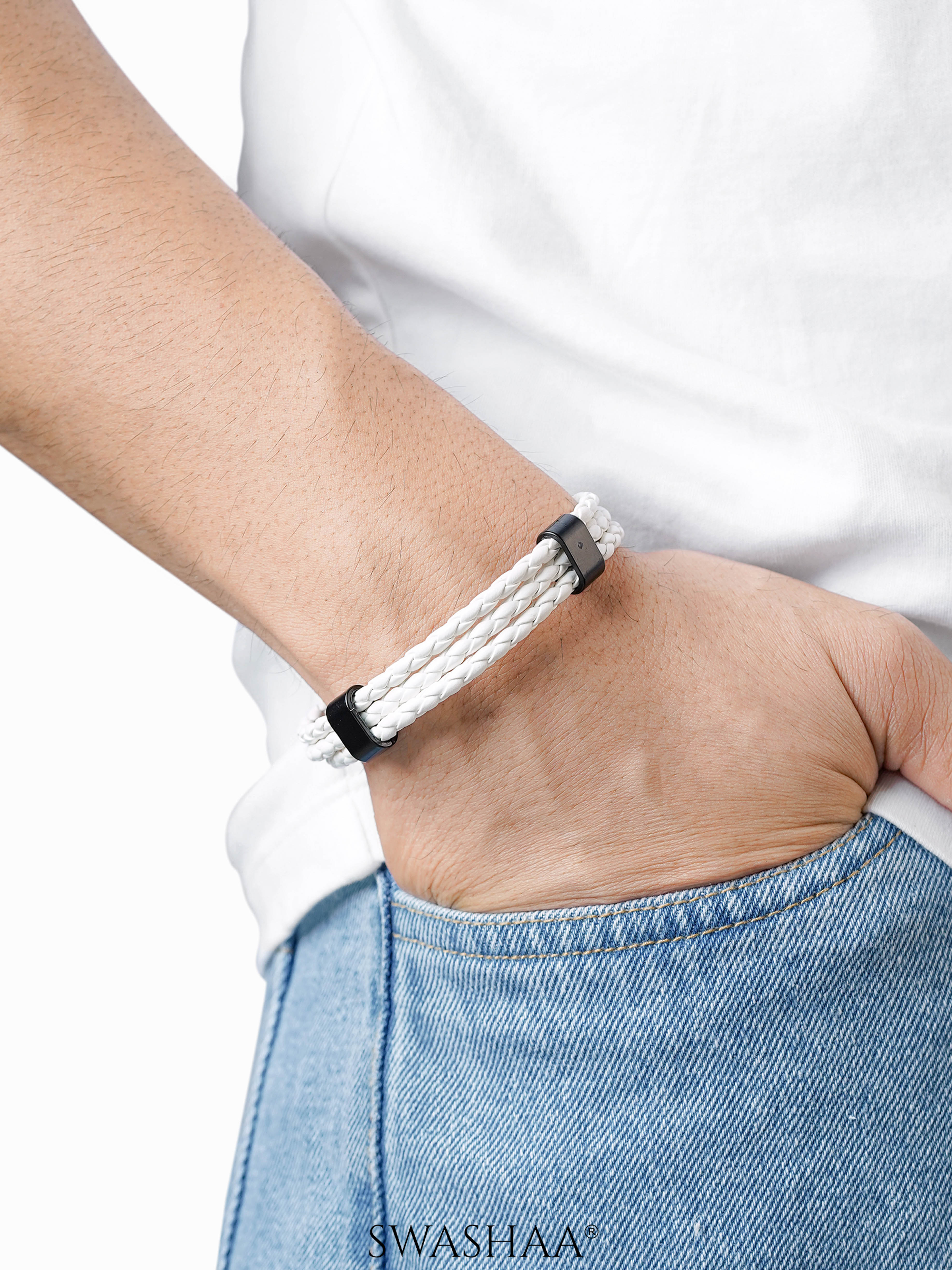 Neo White Men's Leather Bracelet