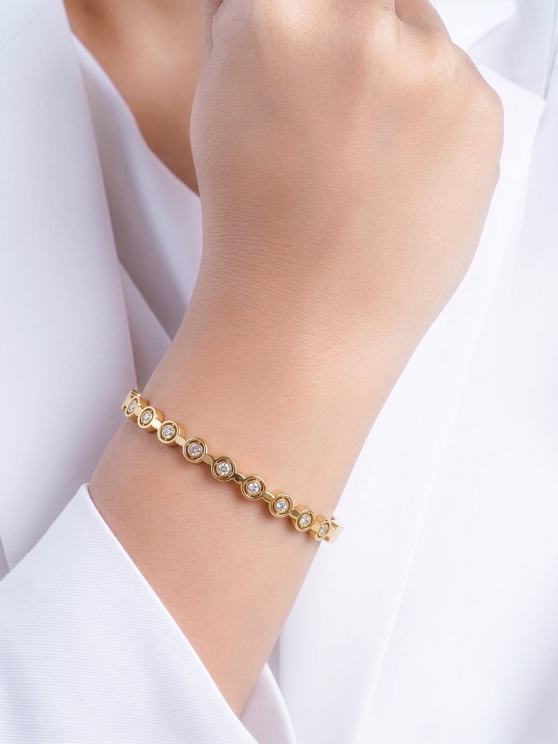 Nerina Diamond 18K Gold Tone Plated Women's Band Bracelet