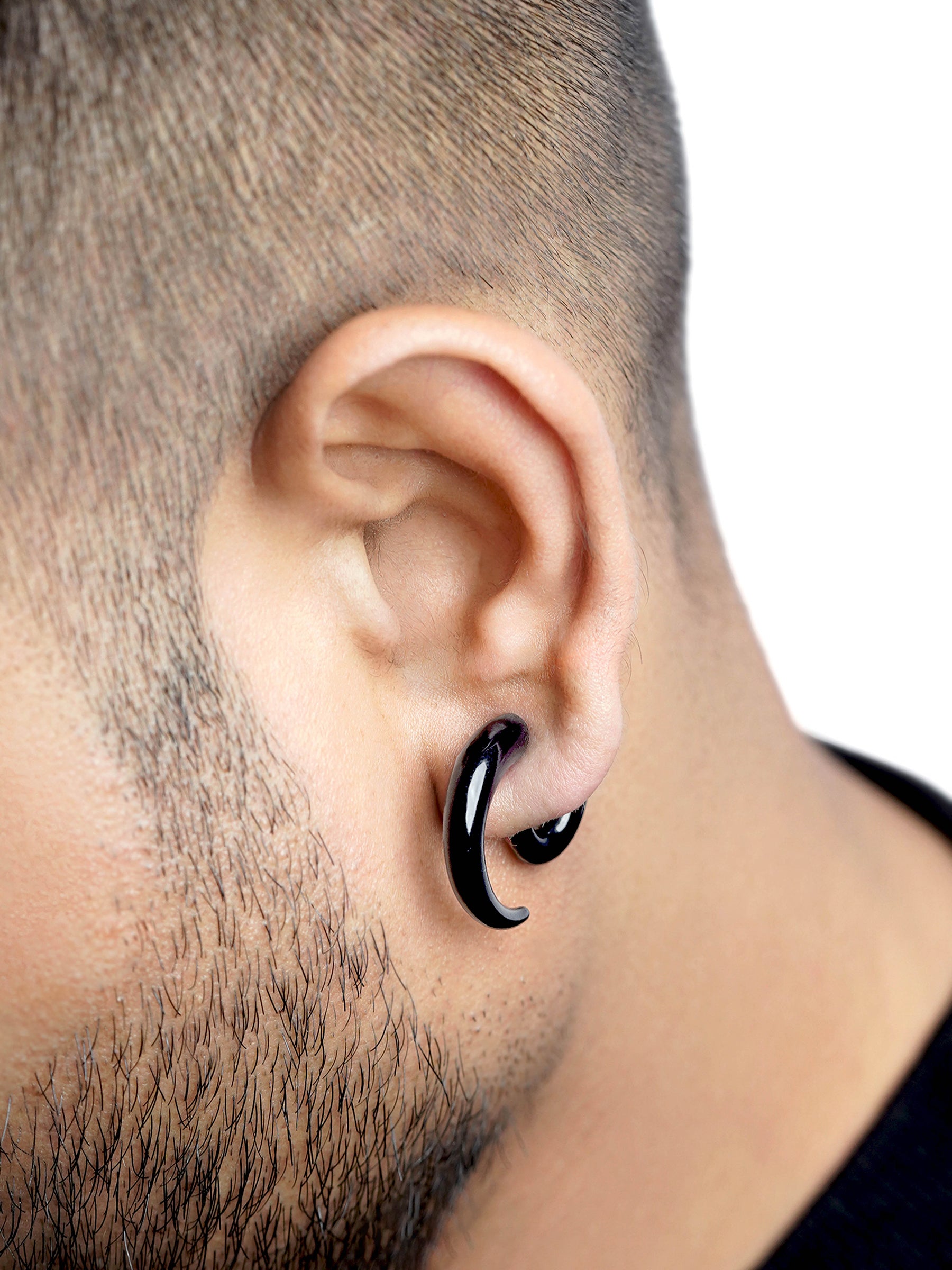 Nero Curved Black Men's Stud Earrings