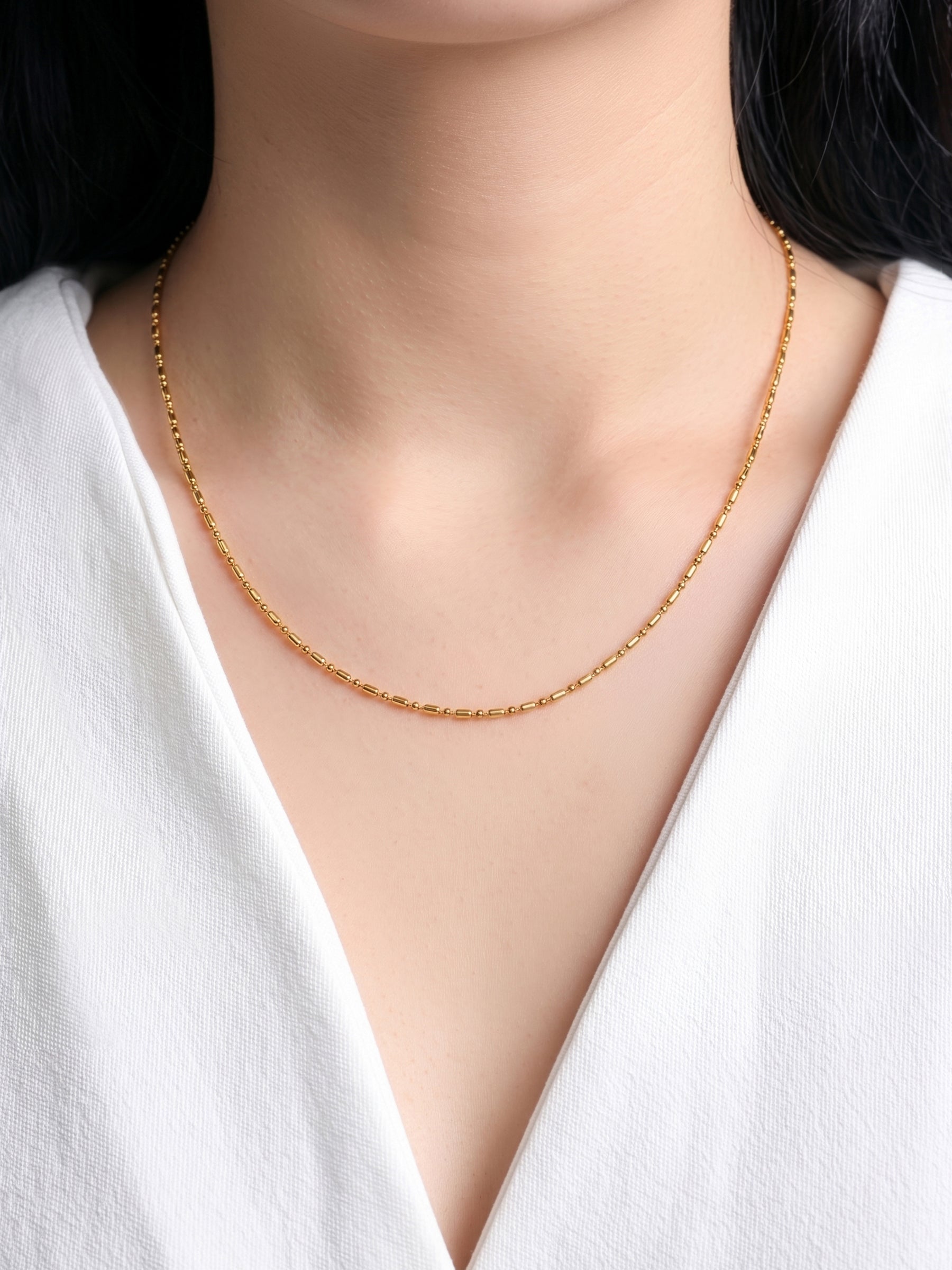 Neruva Beaded Bar Link 18K Gold Plated Women's Chains