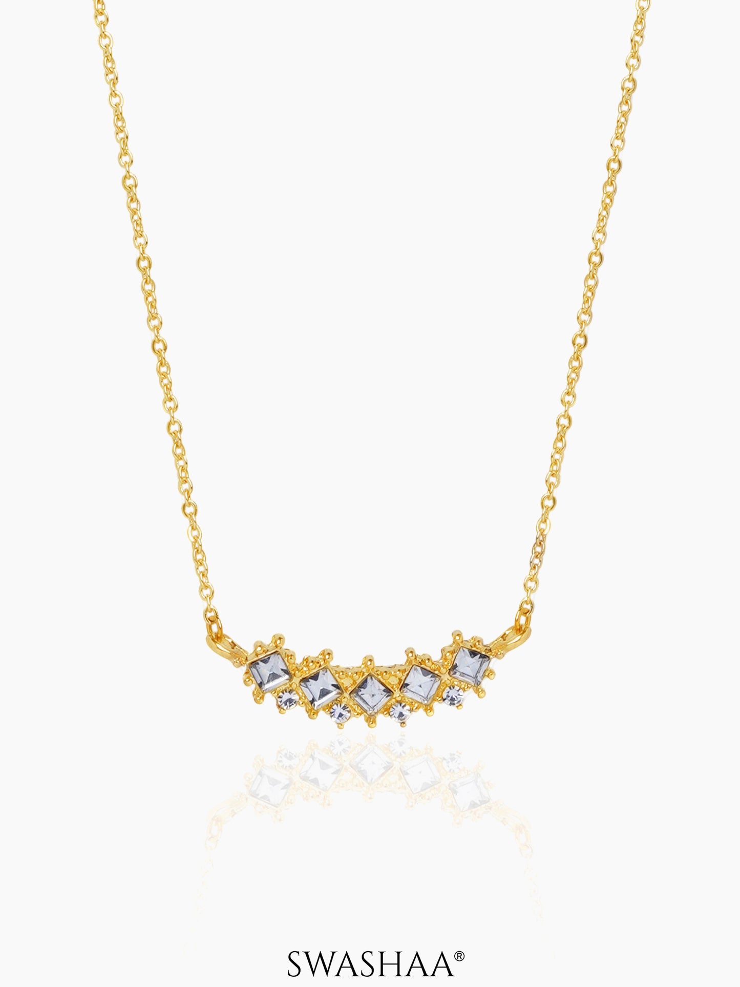 Nihaya Square-Cut Charm 18K Gold Plated Necklace