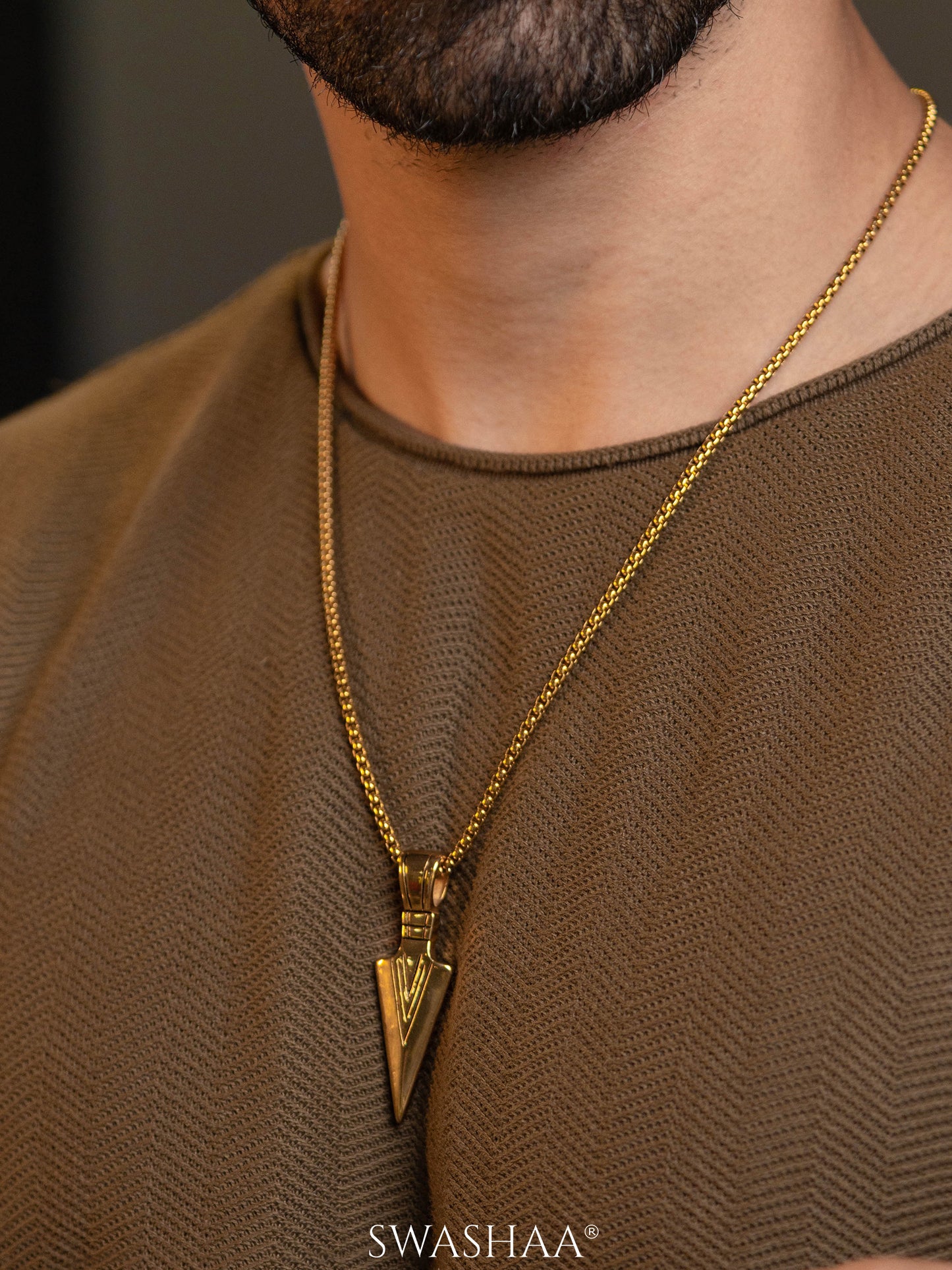 Niko Arrowhead 18K Gold Plated Men's Chain Pendant