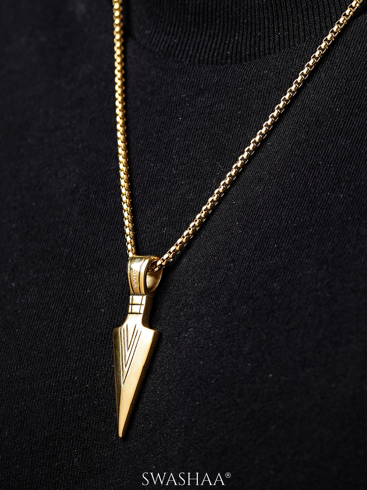 Niko Arrowhead 18K Gold Plated Men's Chain Pendant