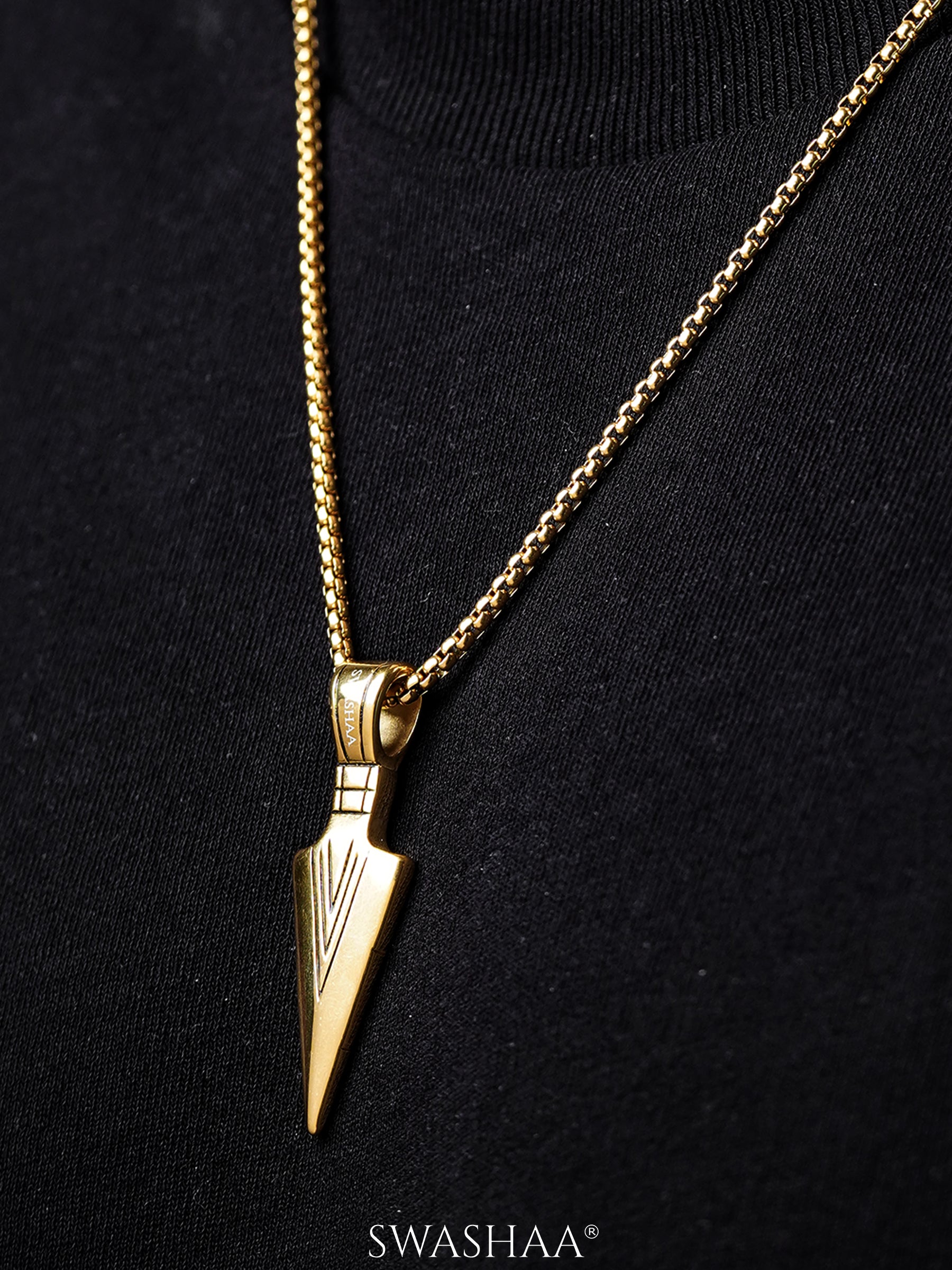 Niko Arrowhead 18K Gold Plated Men's Chain Pendant