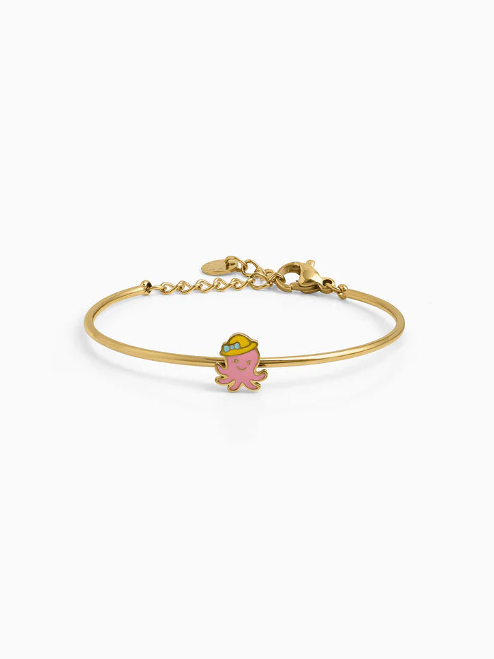 Nimi Octo Charm 18K Gold Plated Kid's Cuff Kada Bracelet
