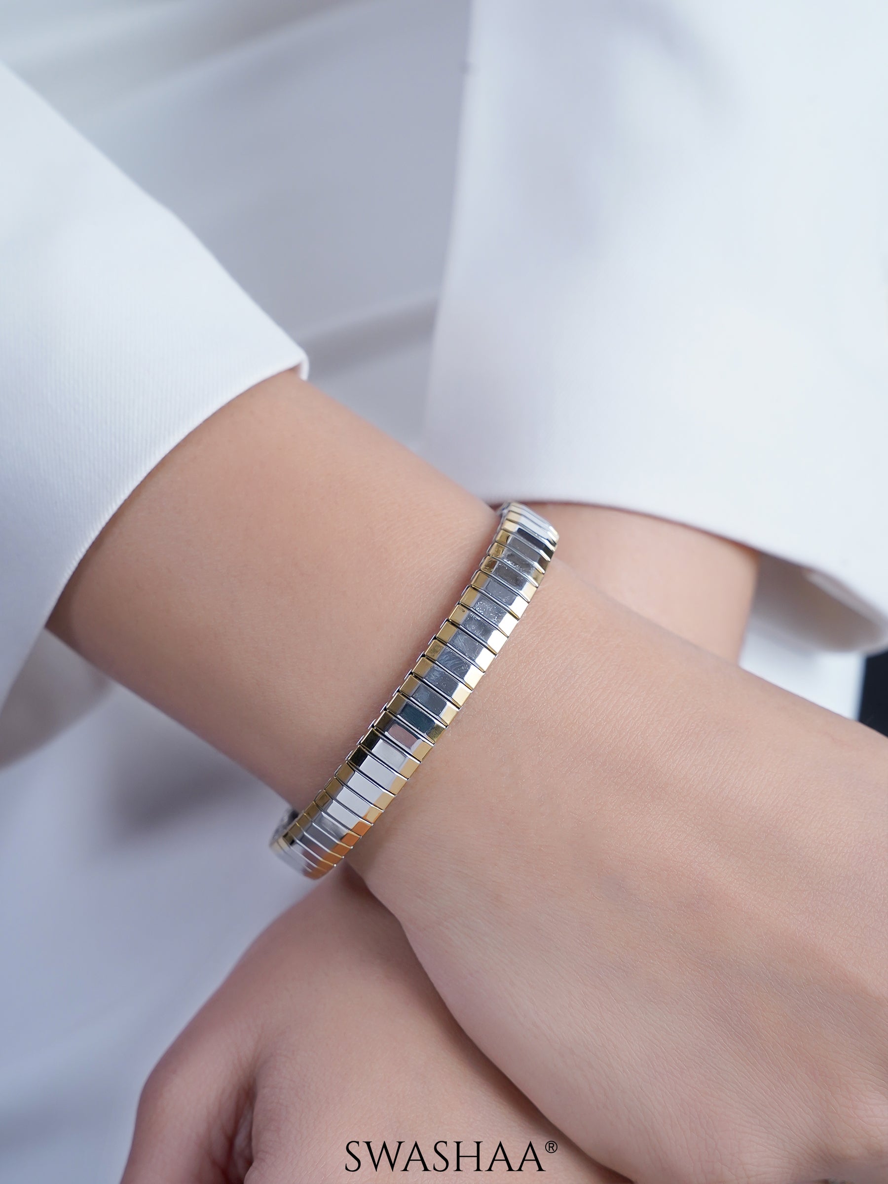 Nirahh Men's Silver Watch Strap Belt Bracelet