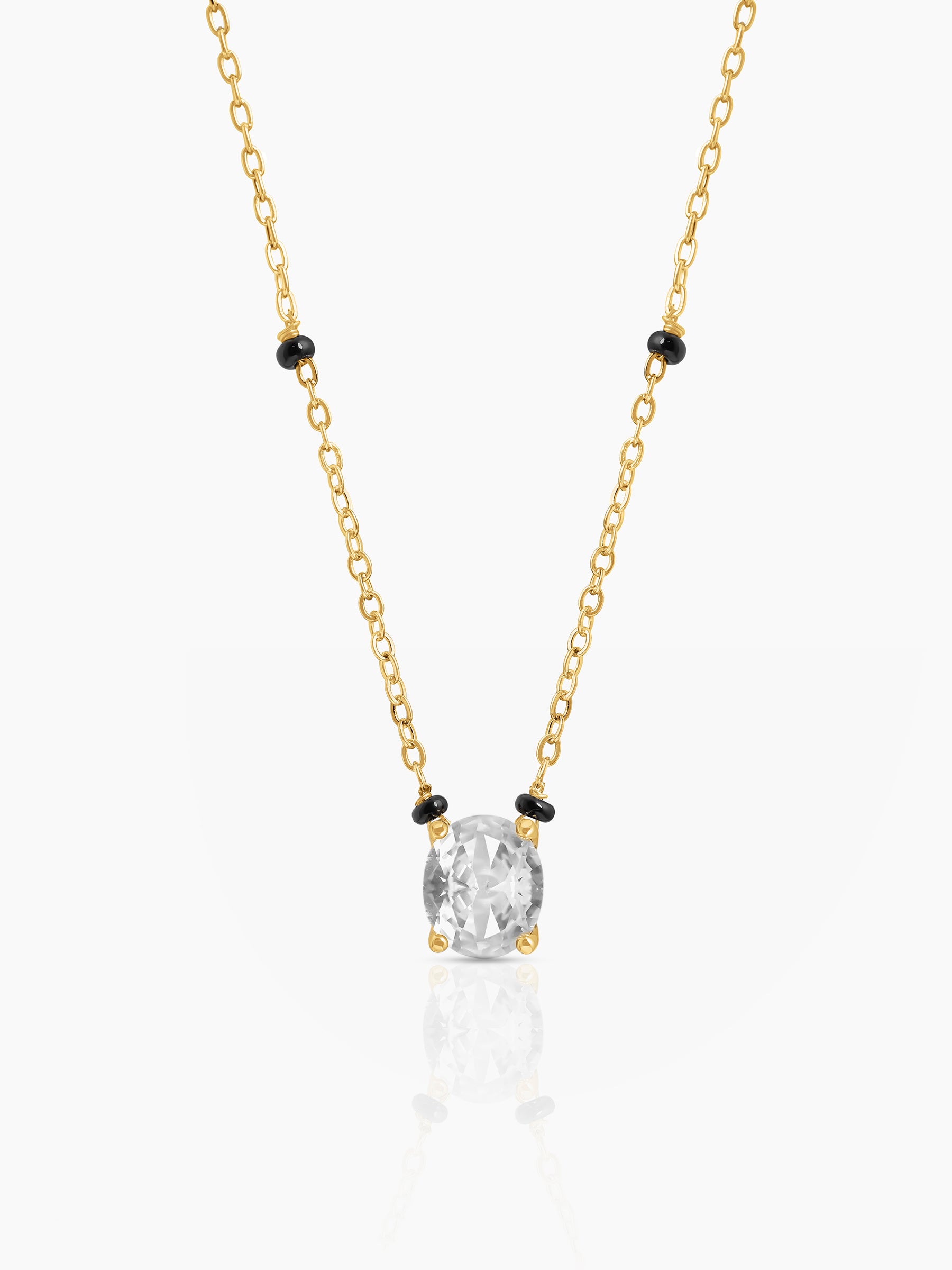 Nirvi Oval Diamond Solitaire 18K Gold Plated Mangalsutra