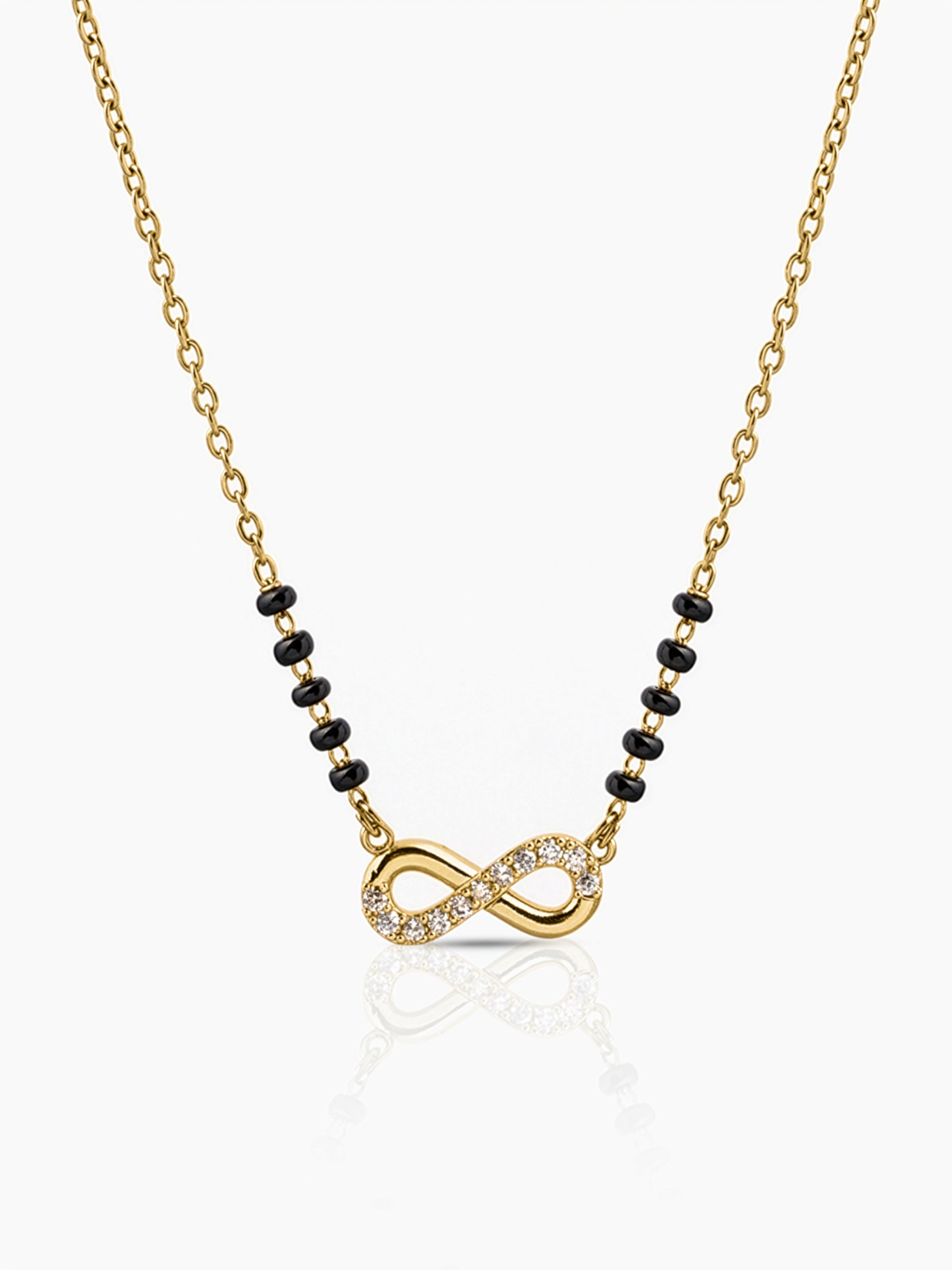 Nishi Infinity Charm 18K Gold Tone
Plated Diamond Mangalsutra