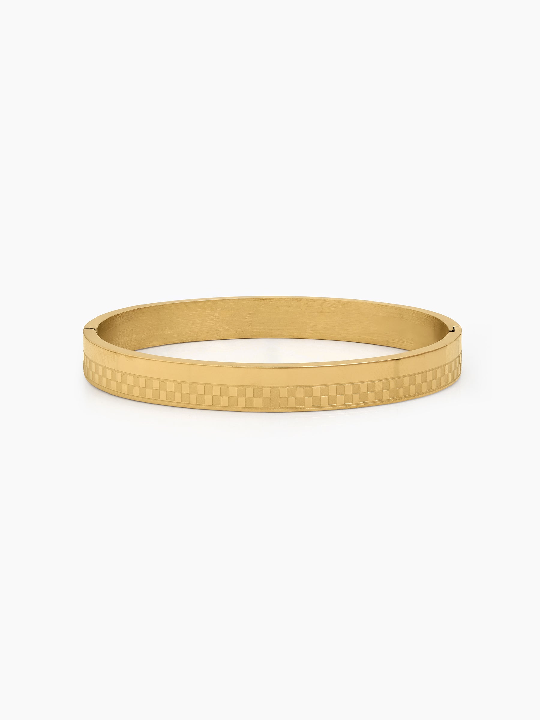 Nivan Texture 18K Gold Plated Men's Solid Band Bracelet