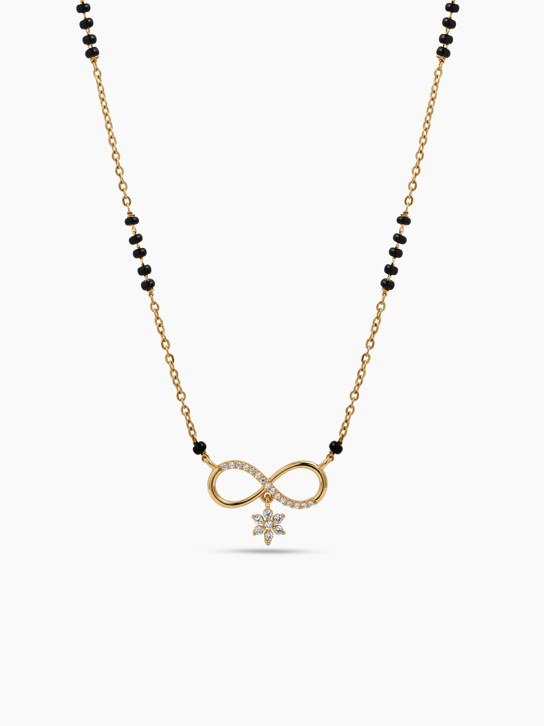 Niyati Infinity Drop Star Diamond Bar 18K Gold Plated Women's Chain Pendant Mangalsutra Necklace