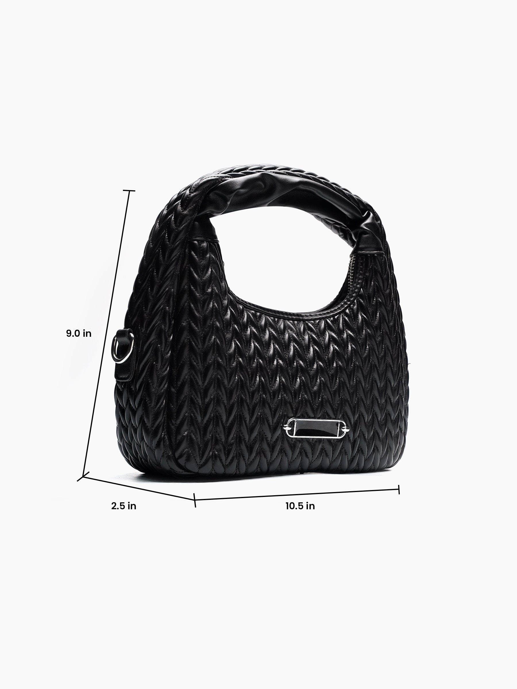 Noir Black Leather Shoulder Bag - Swashaa