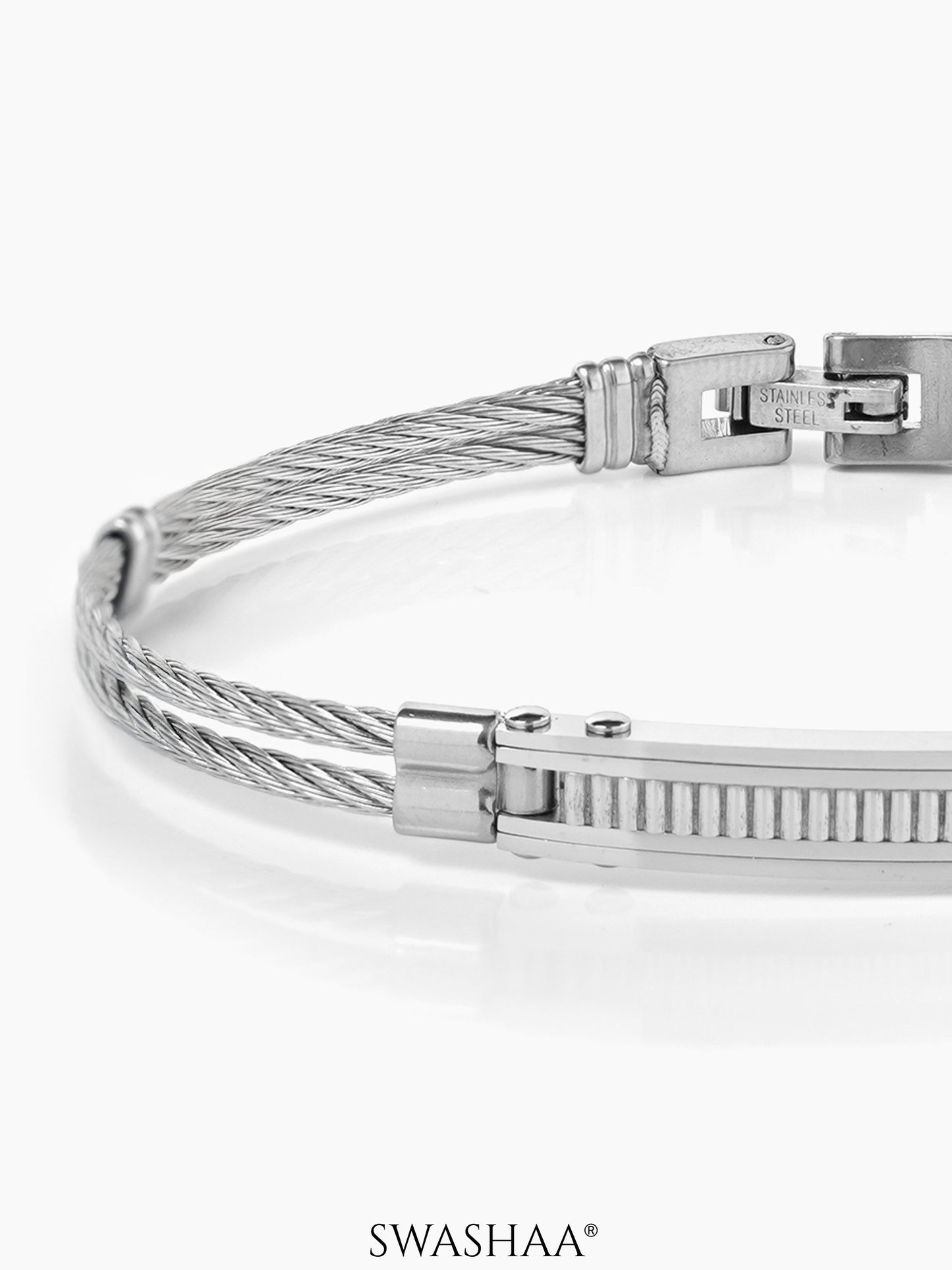 Nolen Textued Silver Wired Men's Bracelet