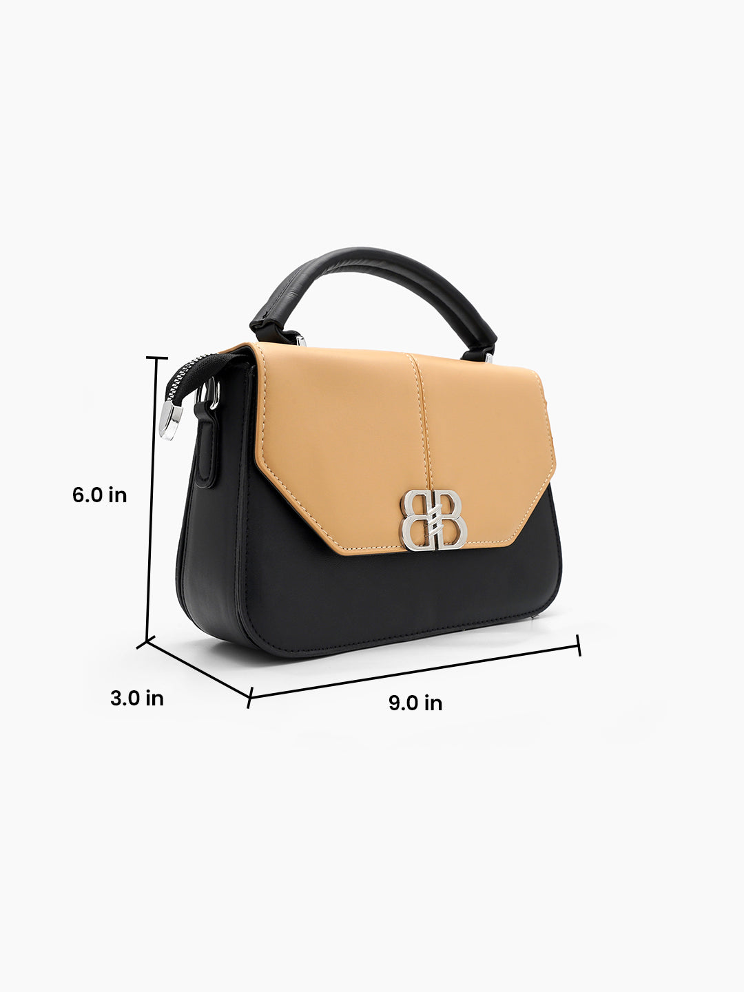 Novira Caremal - Black Leather Sling Bag - Swashaa