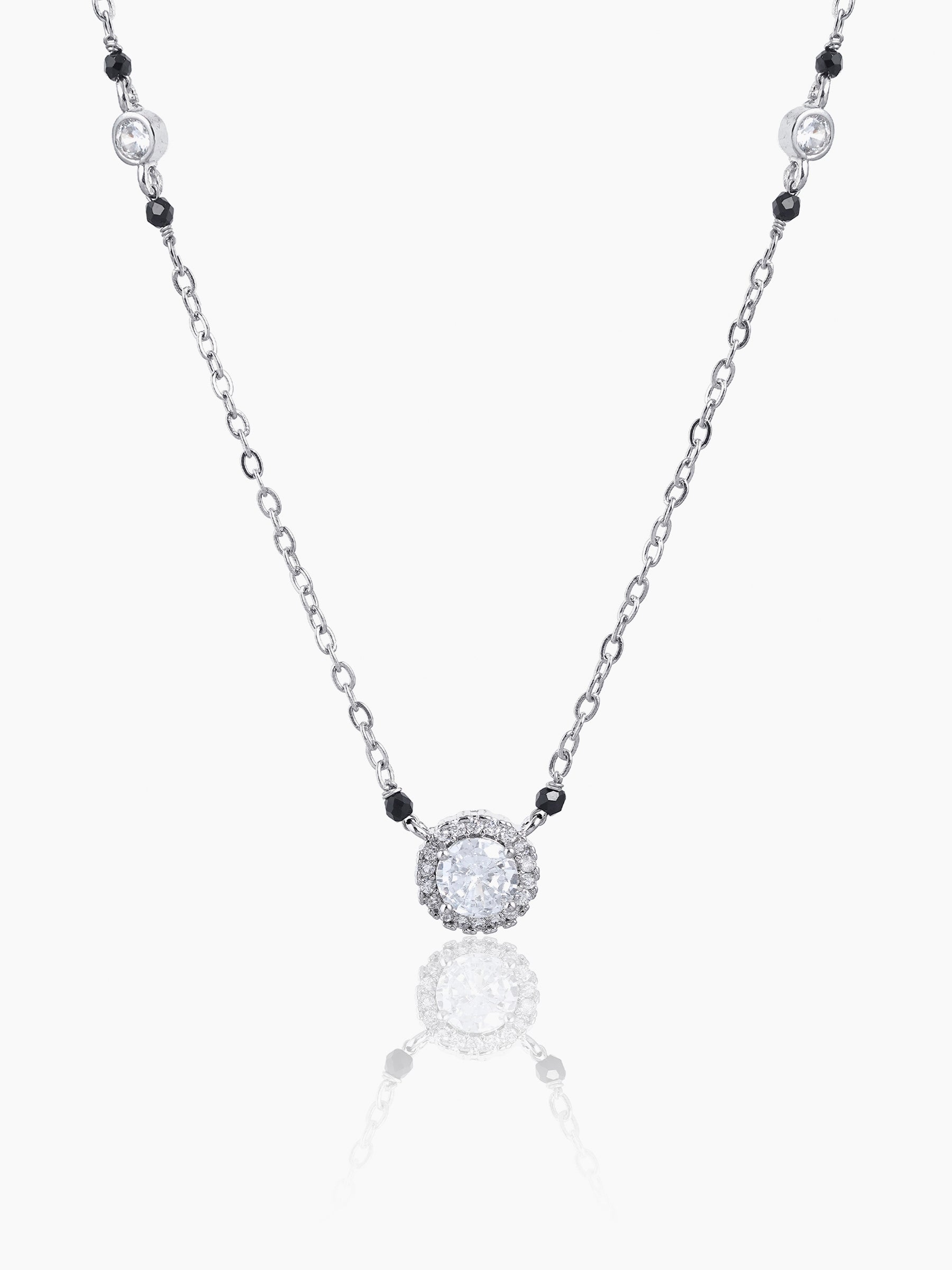 Nyra Diamond Solitaire Silver Mangalsutra