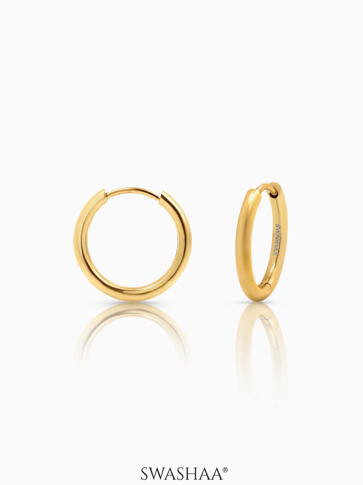 Nysa Solid Rounded 18K Gold Plated Mini Hoop Earrings