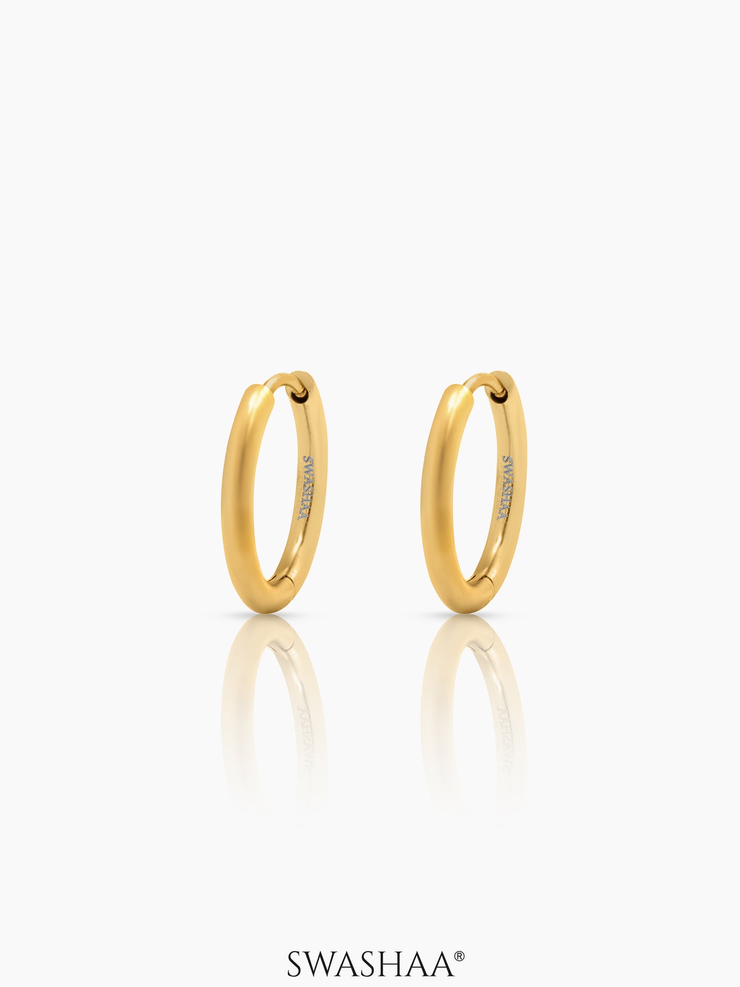 Nysa Solid Rounded 18K Gold Plated Mini Hoop Earrings