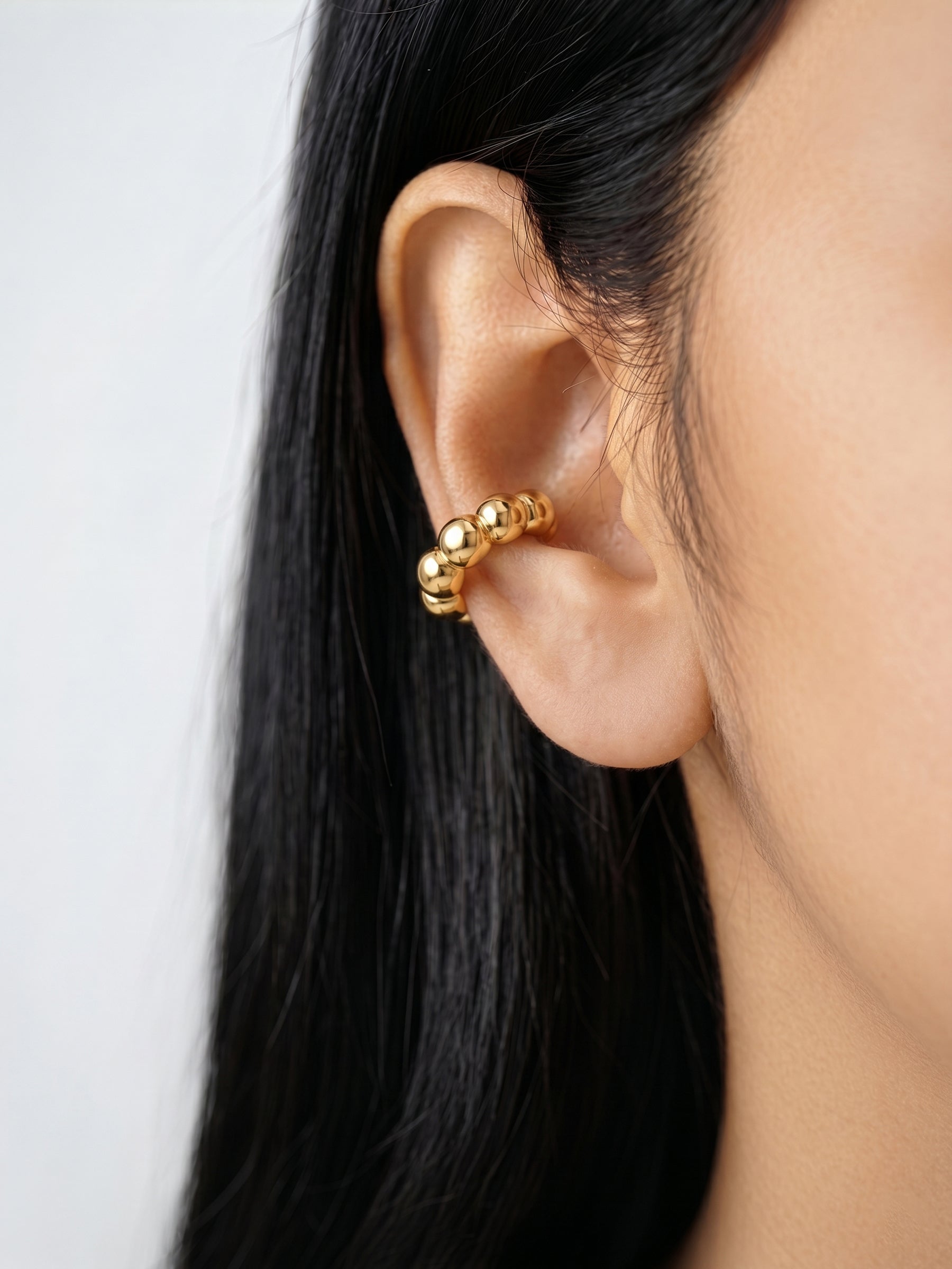 Odessa Bubble Beaded 18K Gold Plated Women's Ear Cuffs