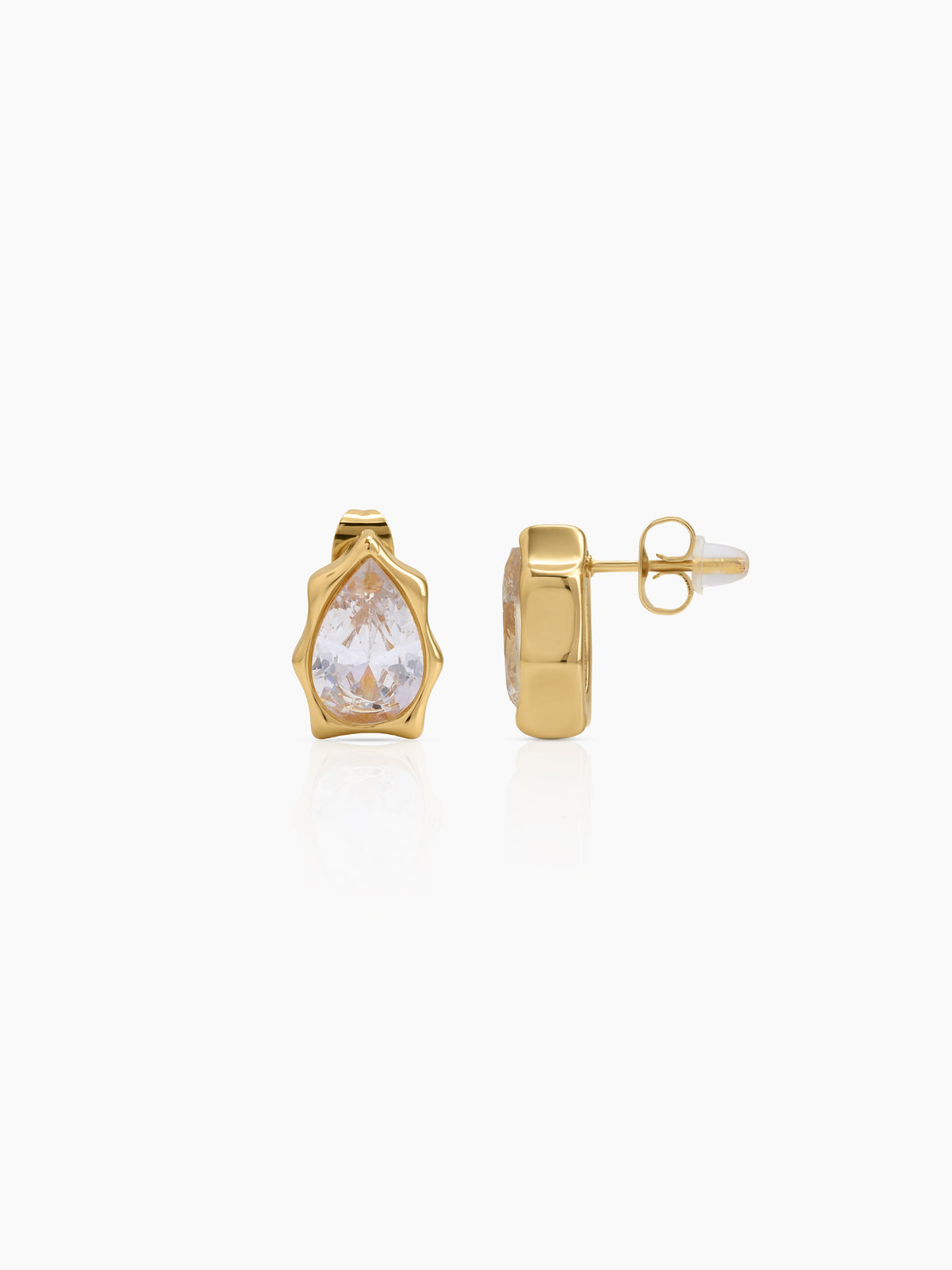 Oksana Solitaire 18K Gold Plated Women's Stud Earrings